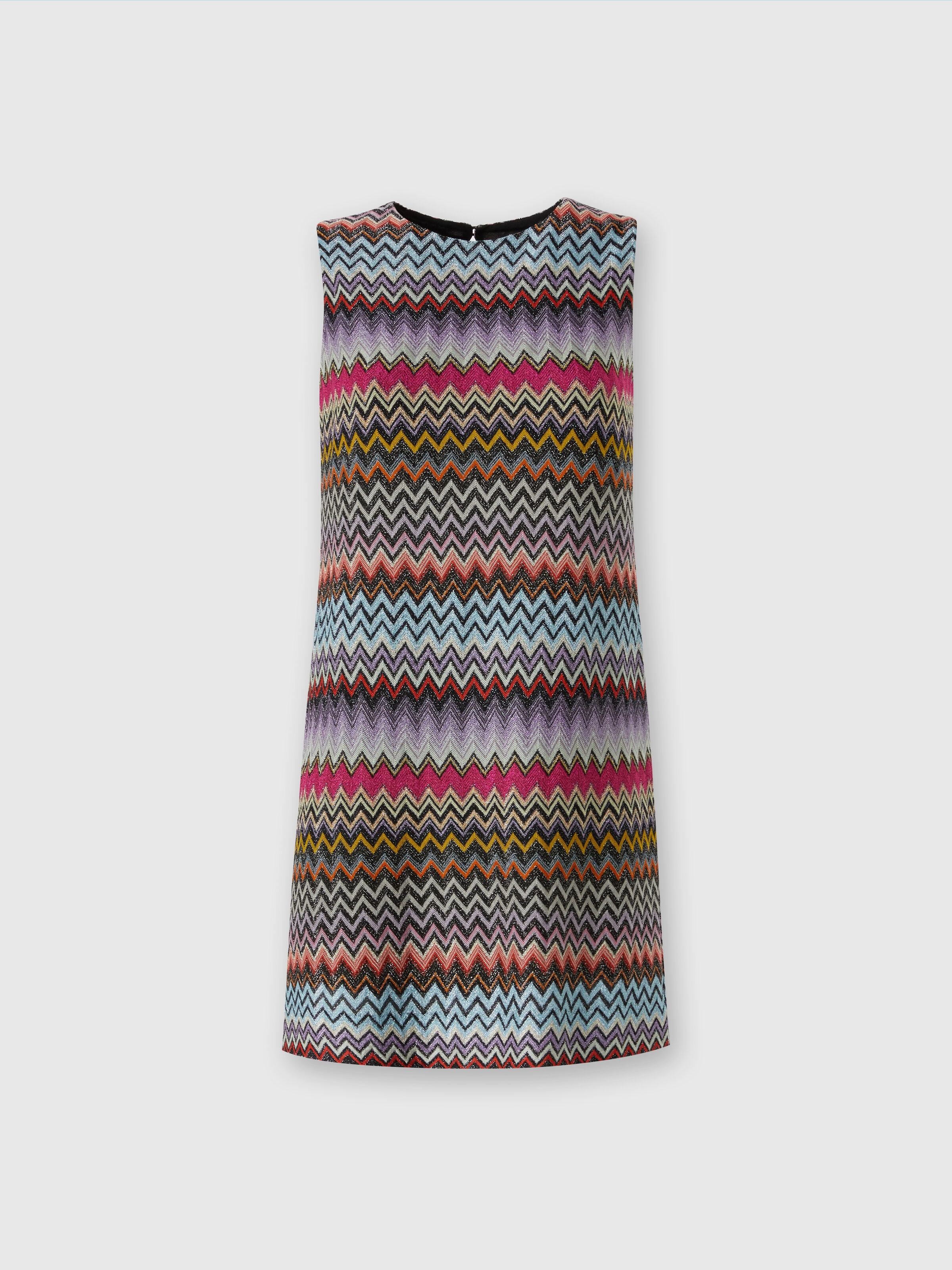Zigzag viscose pouch dress with lurex, Multicoloured  - 0