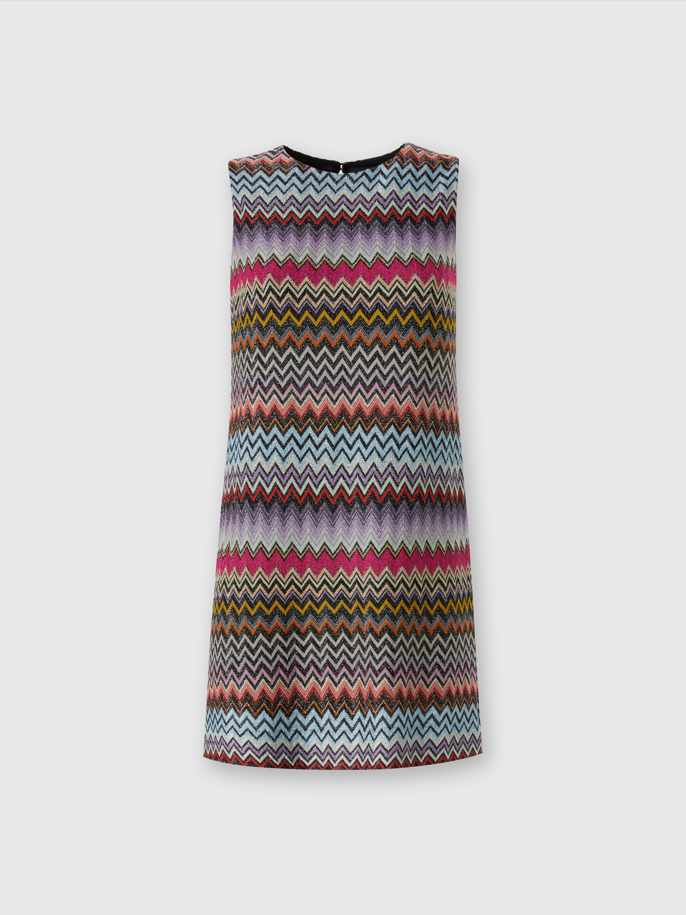 Robe ballon en viscose à zig-zag avec lurex, Multicolore  - 0