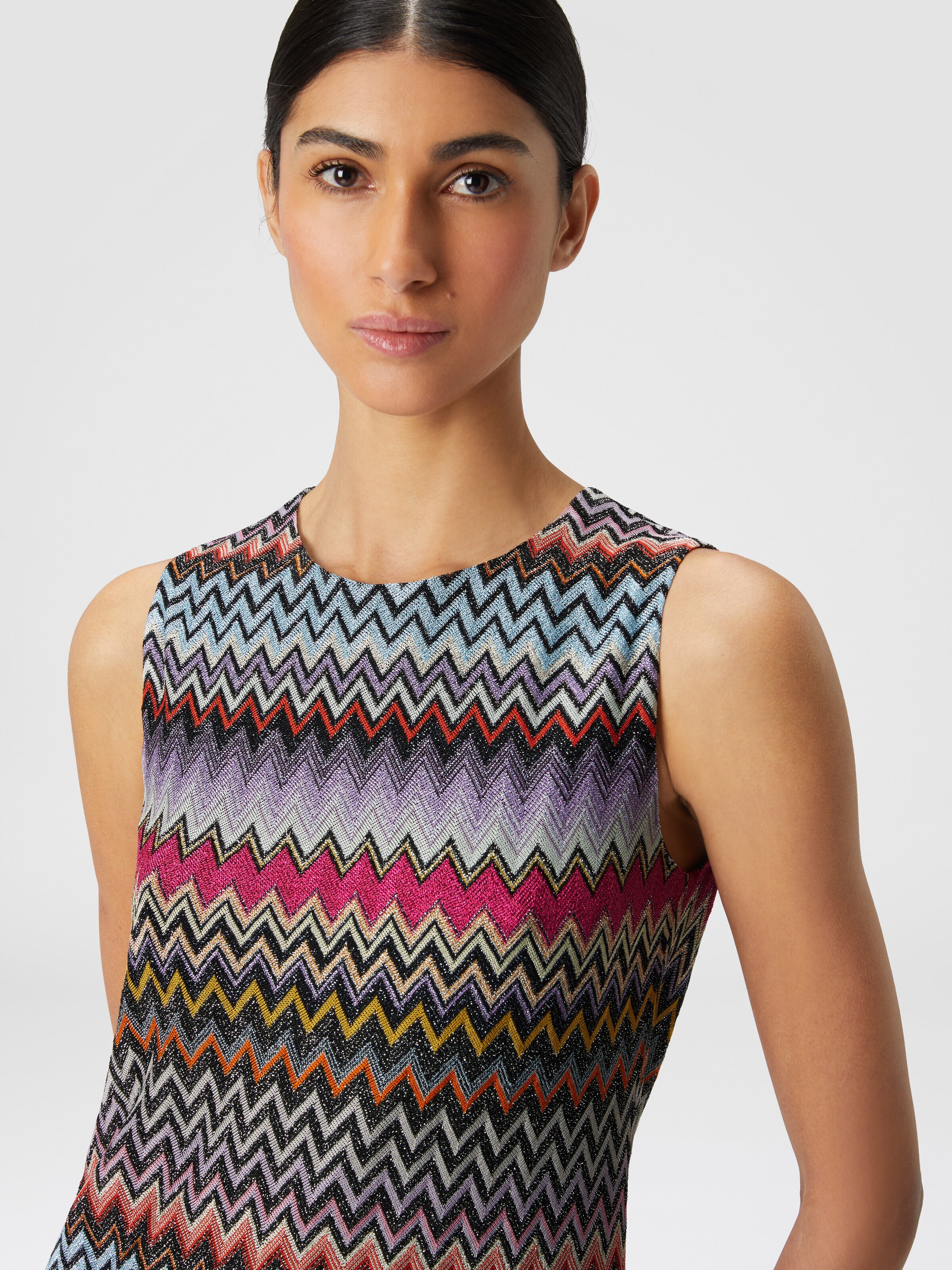 Robe ballon en viscose à zig-zag avec lurex, Multicolore  - 4