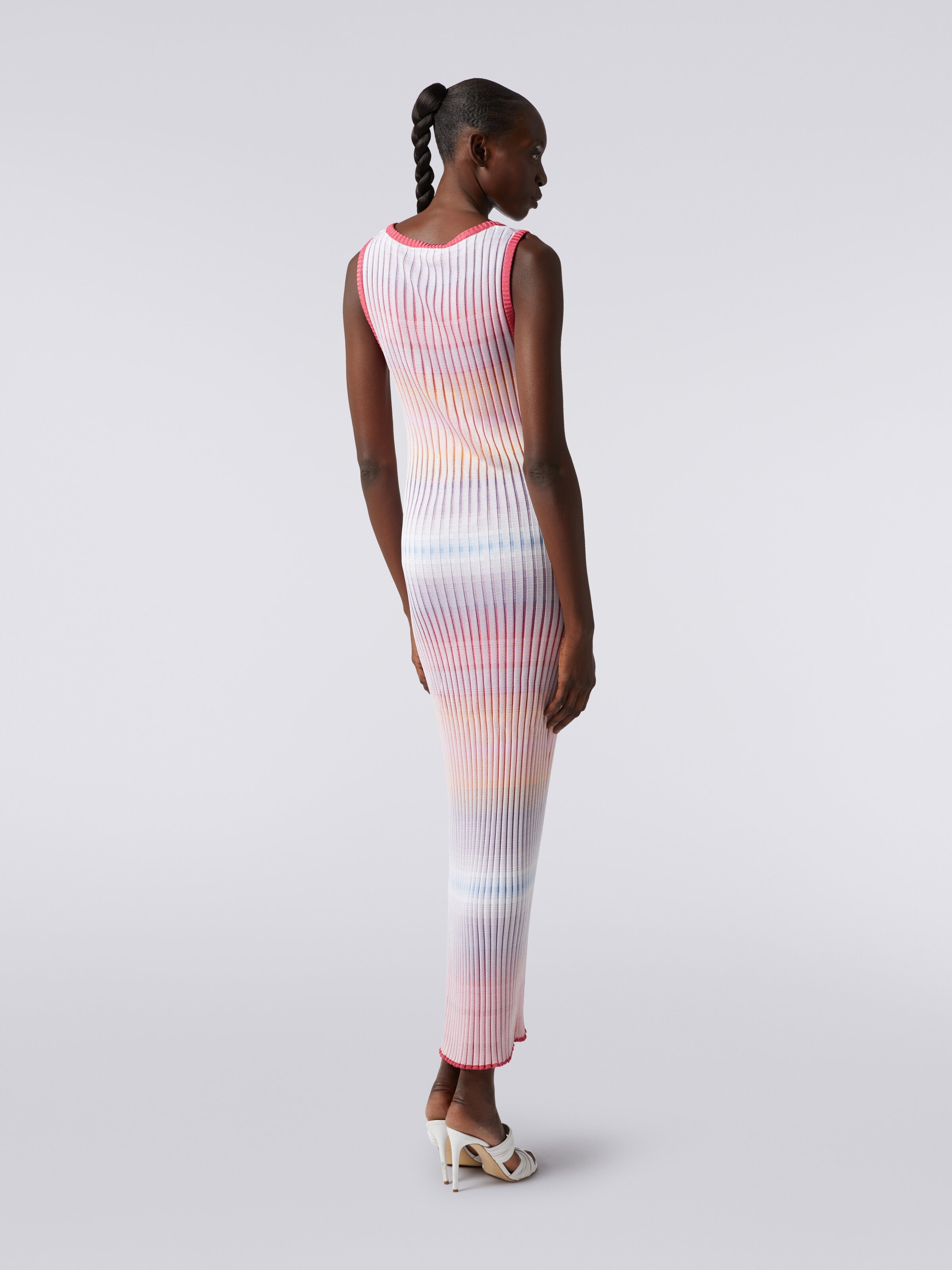 Langes Kleid aus gerippter Viskose , Mehrfarbig  - 3