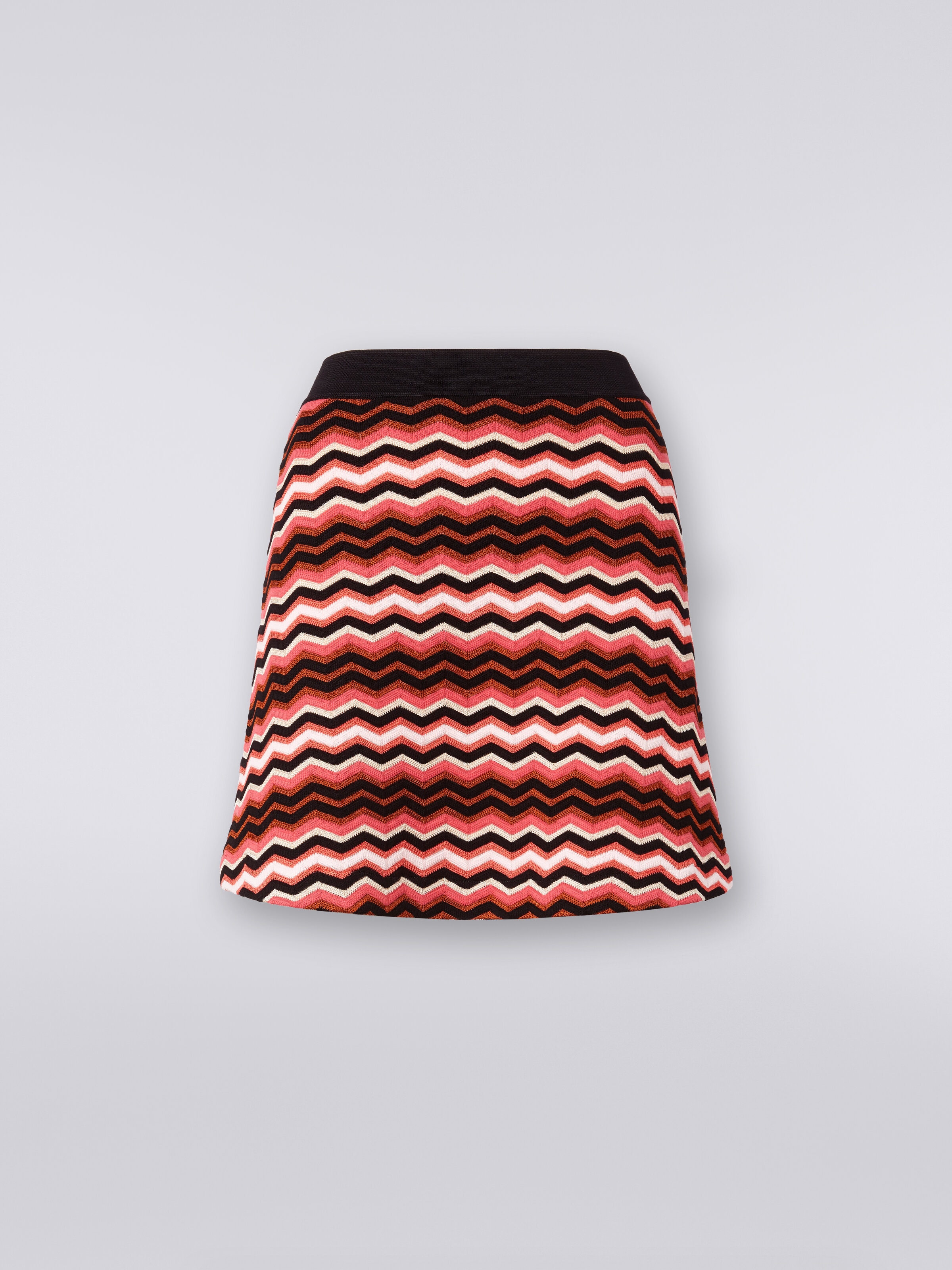 Mini-jupe en mailles à motif zig zag, Multicolore  - 0