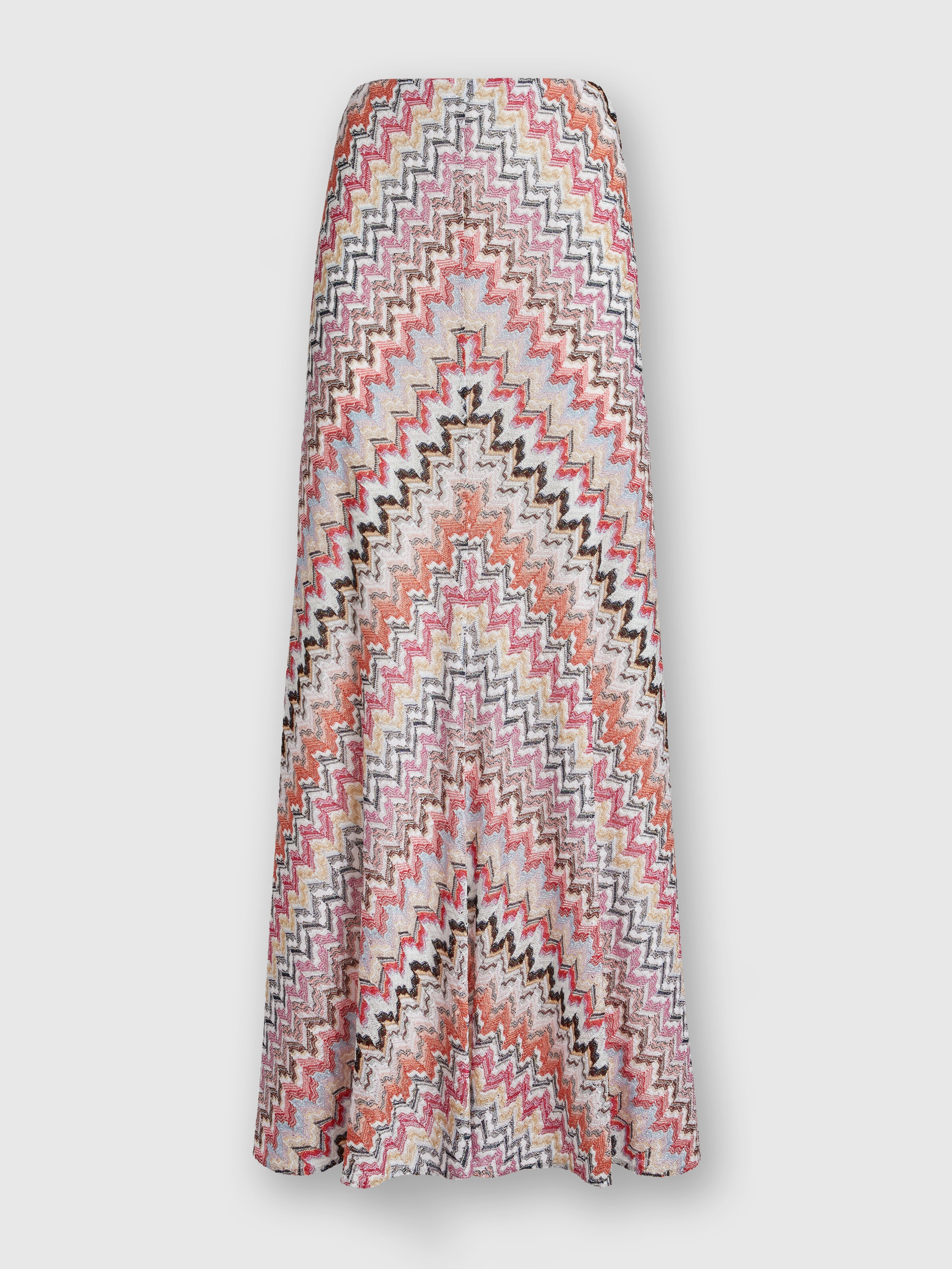 Falda larga de viscosa lamé zigzag, Multicolor  - 0
