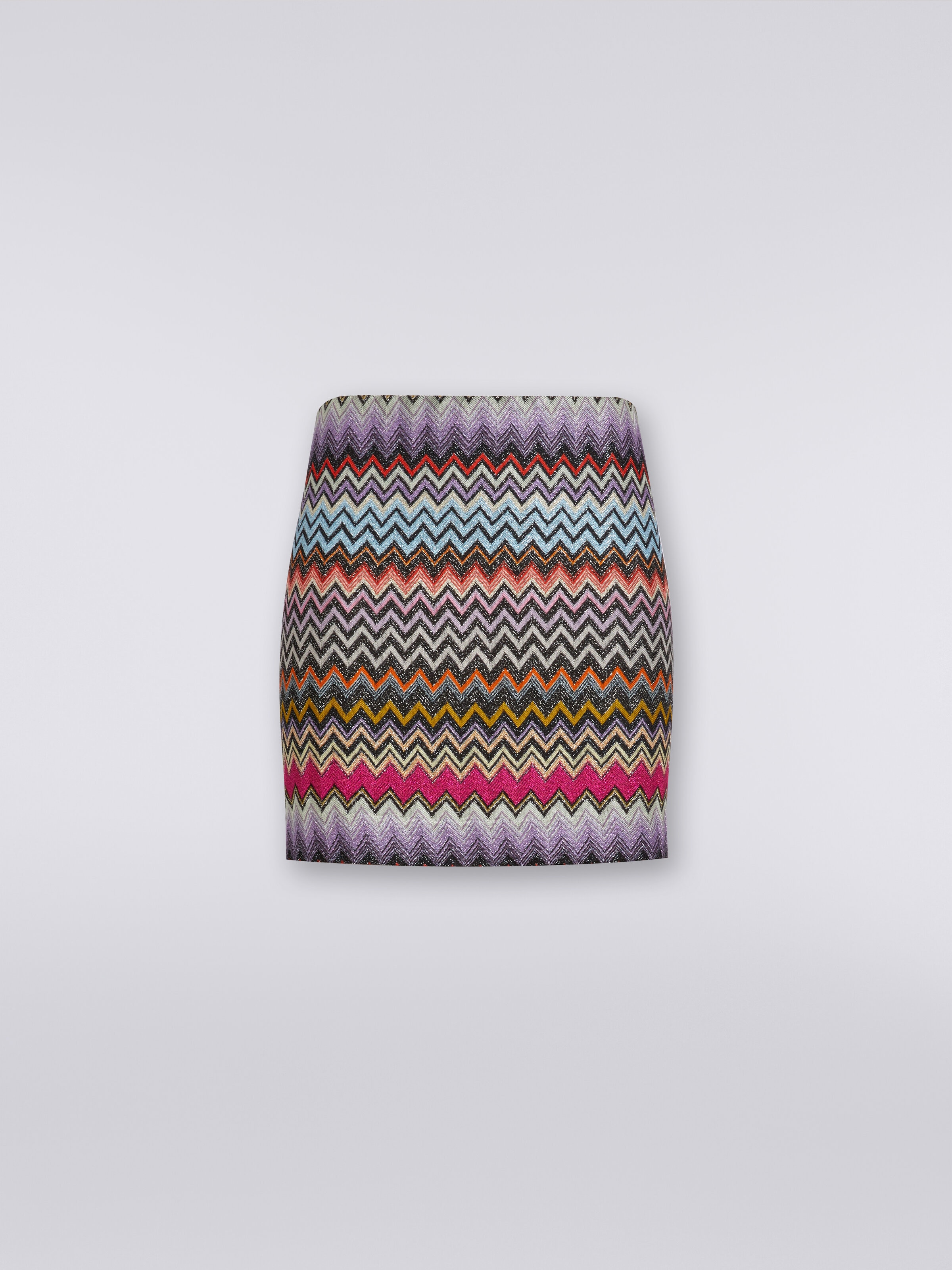 Zigzag viscose miniskirt with lurex, Multicoloured  - 0