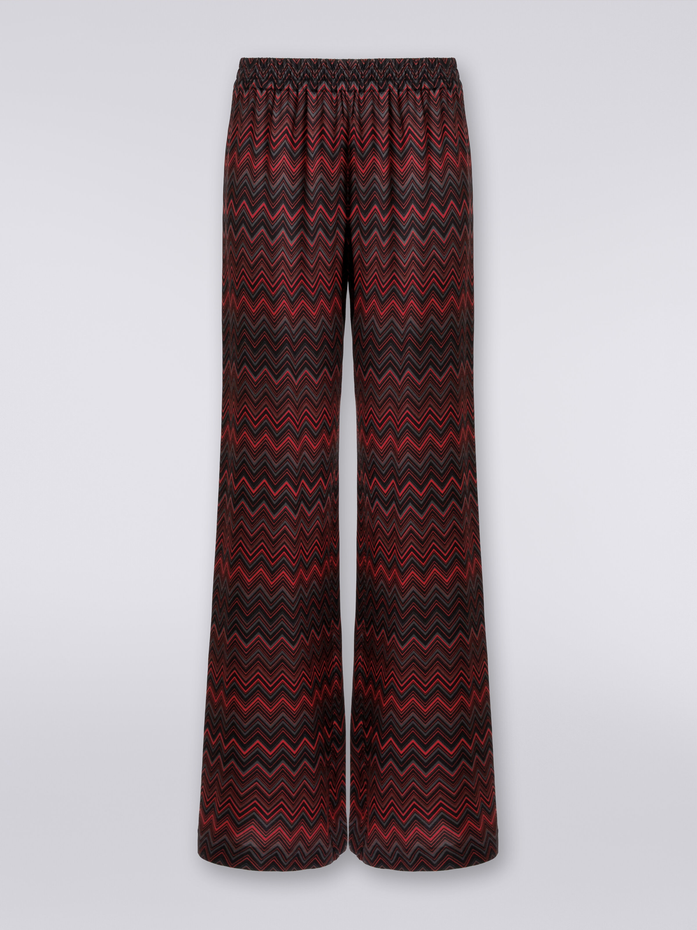 Pantalones de viscosa jacquard zigzag, Multicolor  - 0