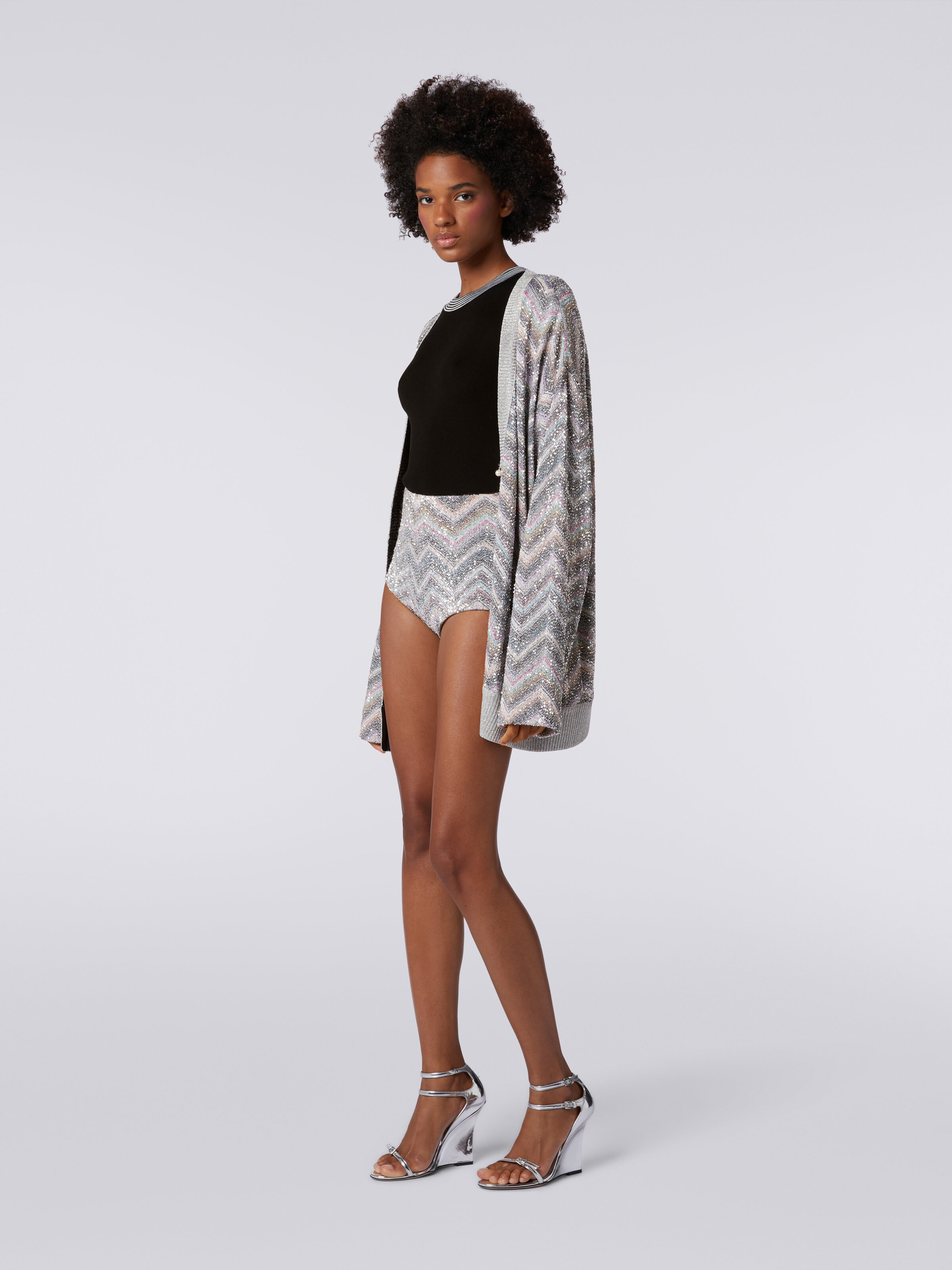 Zigzag culottes with sequin appliqué, Multicoloured  - 2