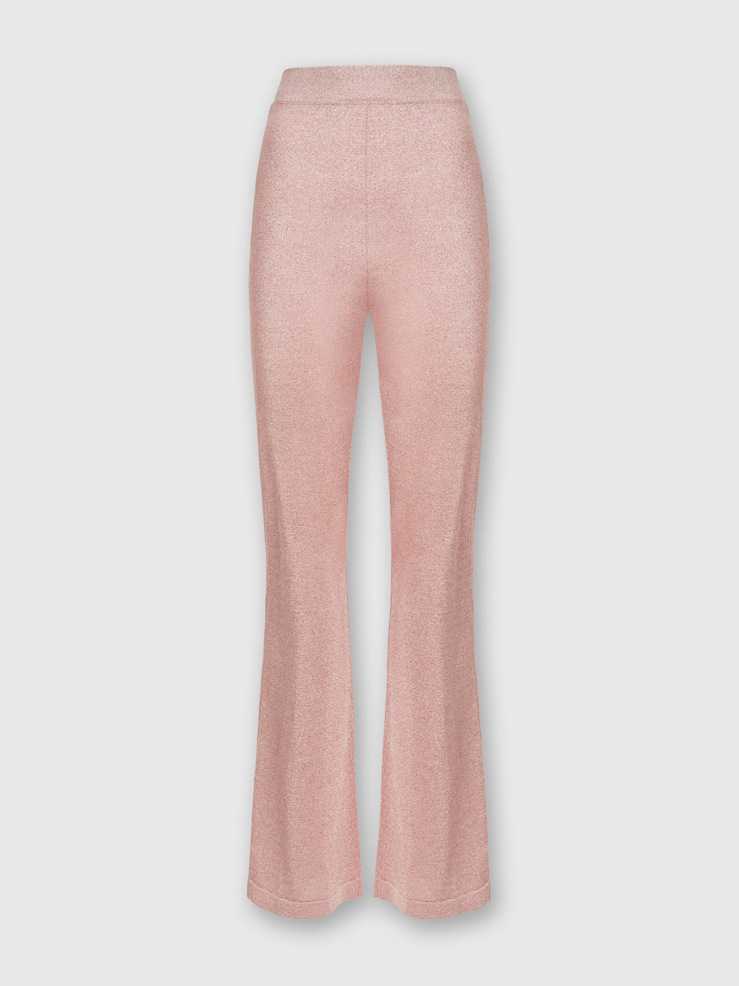 Trousers in viscose with lurex, Pink   - 0