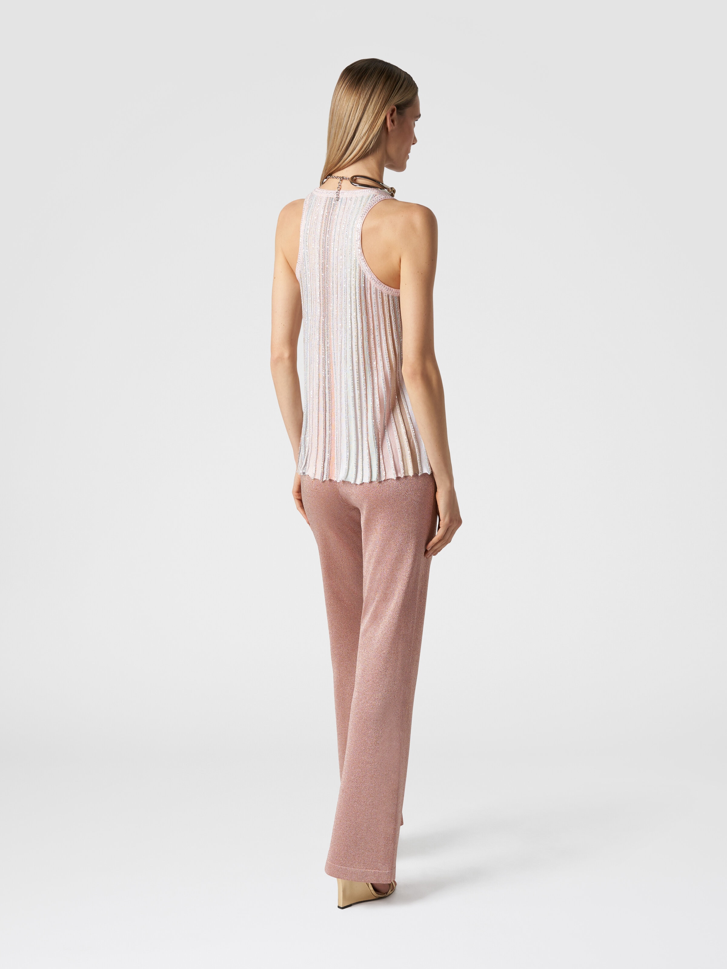 Trousers in viscose with lurex , Pink   - 2