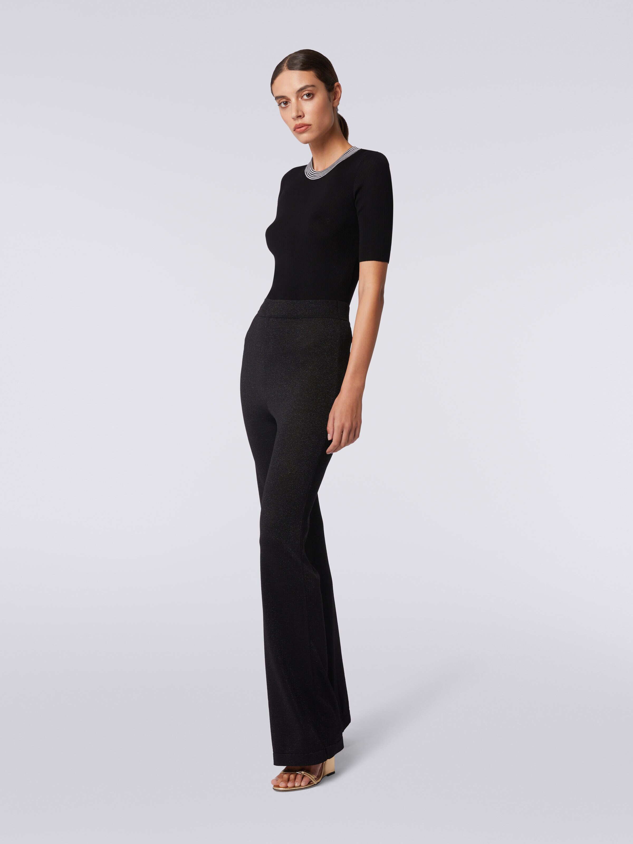 Viskosehose mit Lurex, Schwarz    - 2