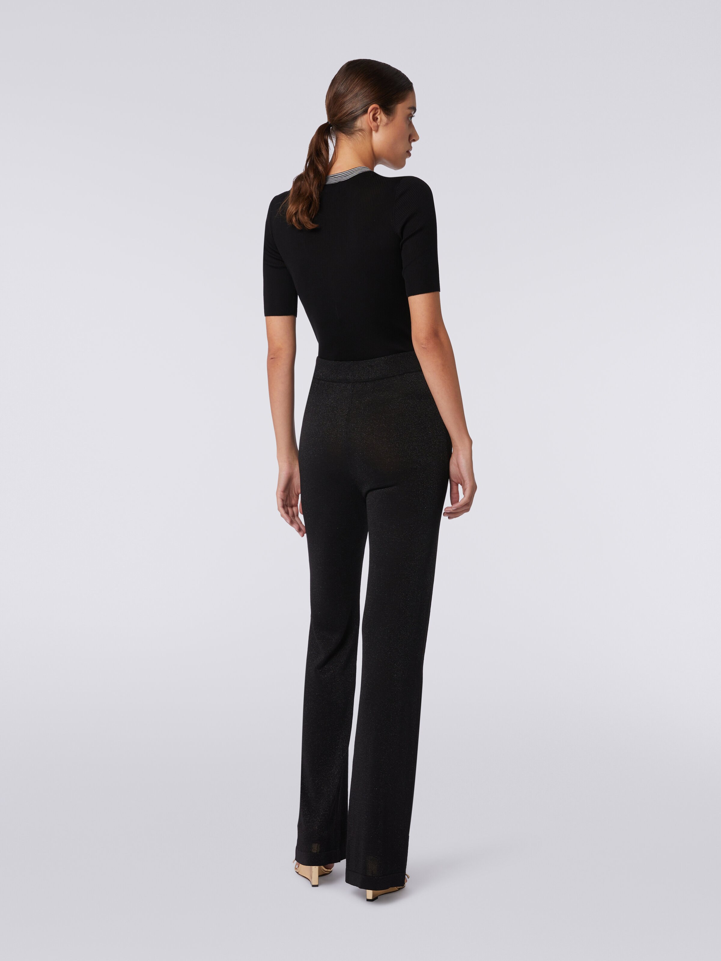 Pantalones de viscosa con lúrex , Negro    - 3