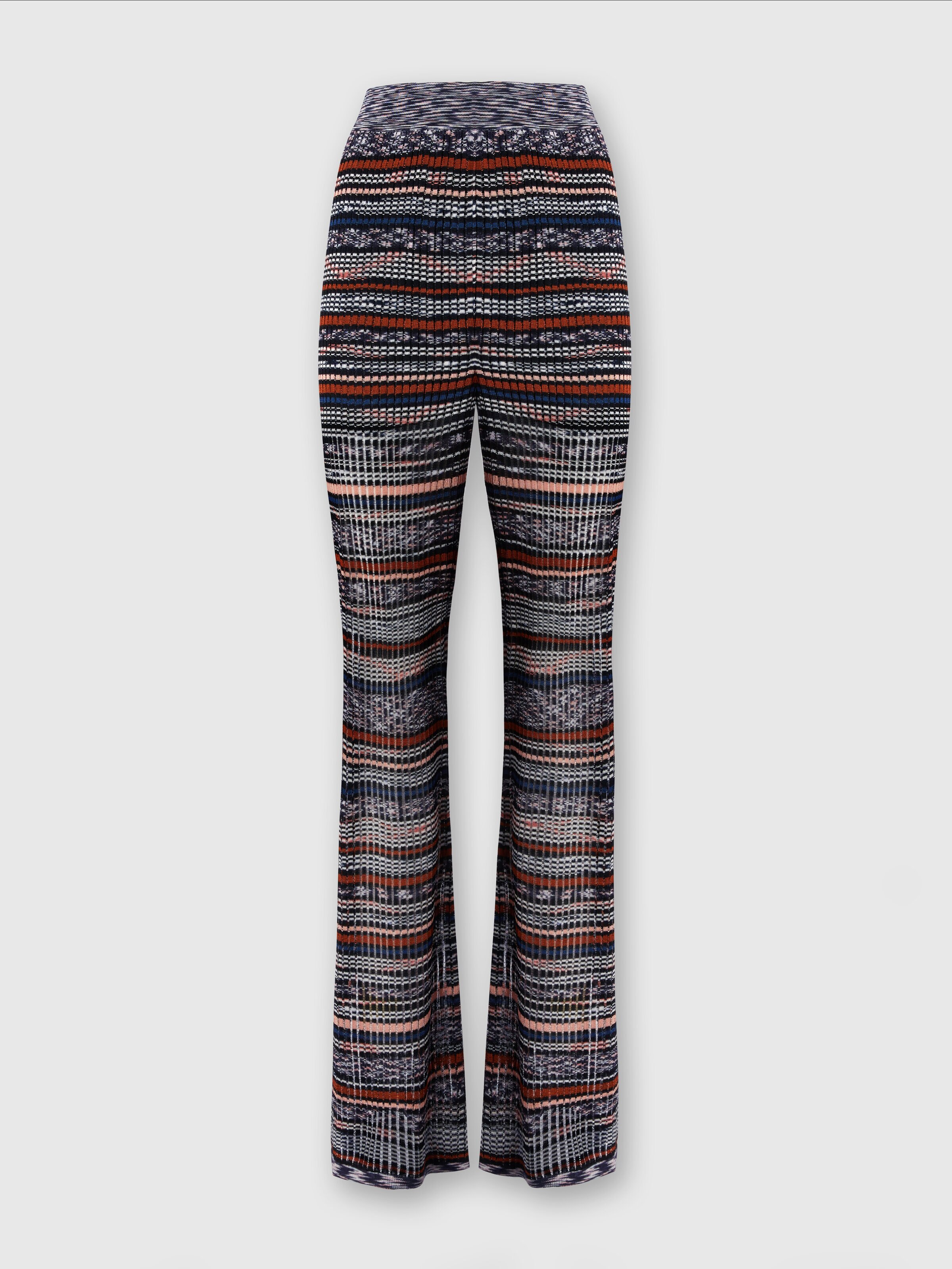 Ribbed trousers in slub viscose knit, Multicoloured  - 0
