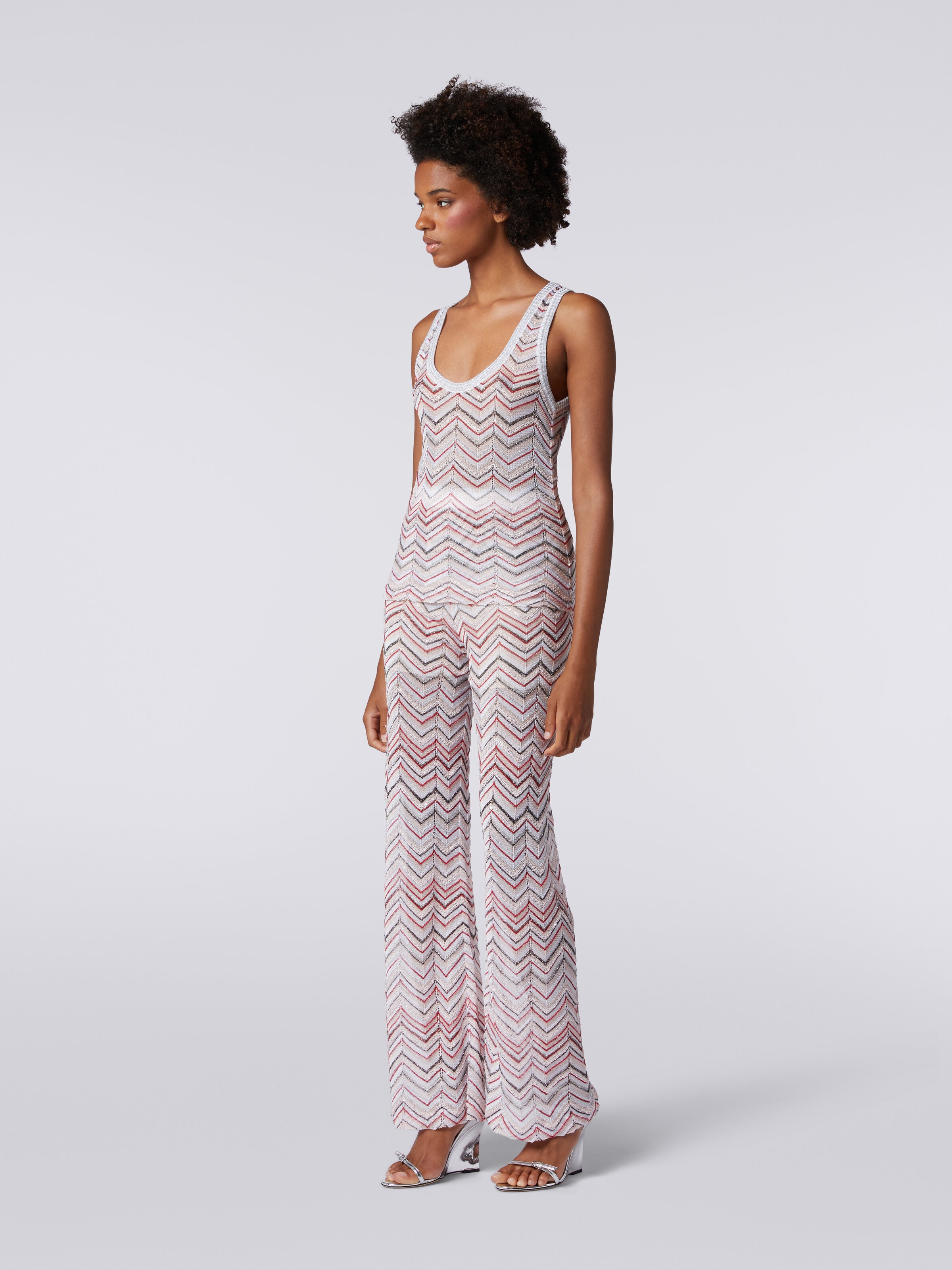 Trousers in zigzag knit with lurex and sequins Multicoloured | Missoni