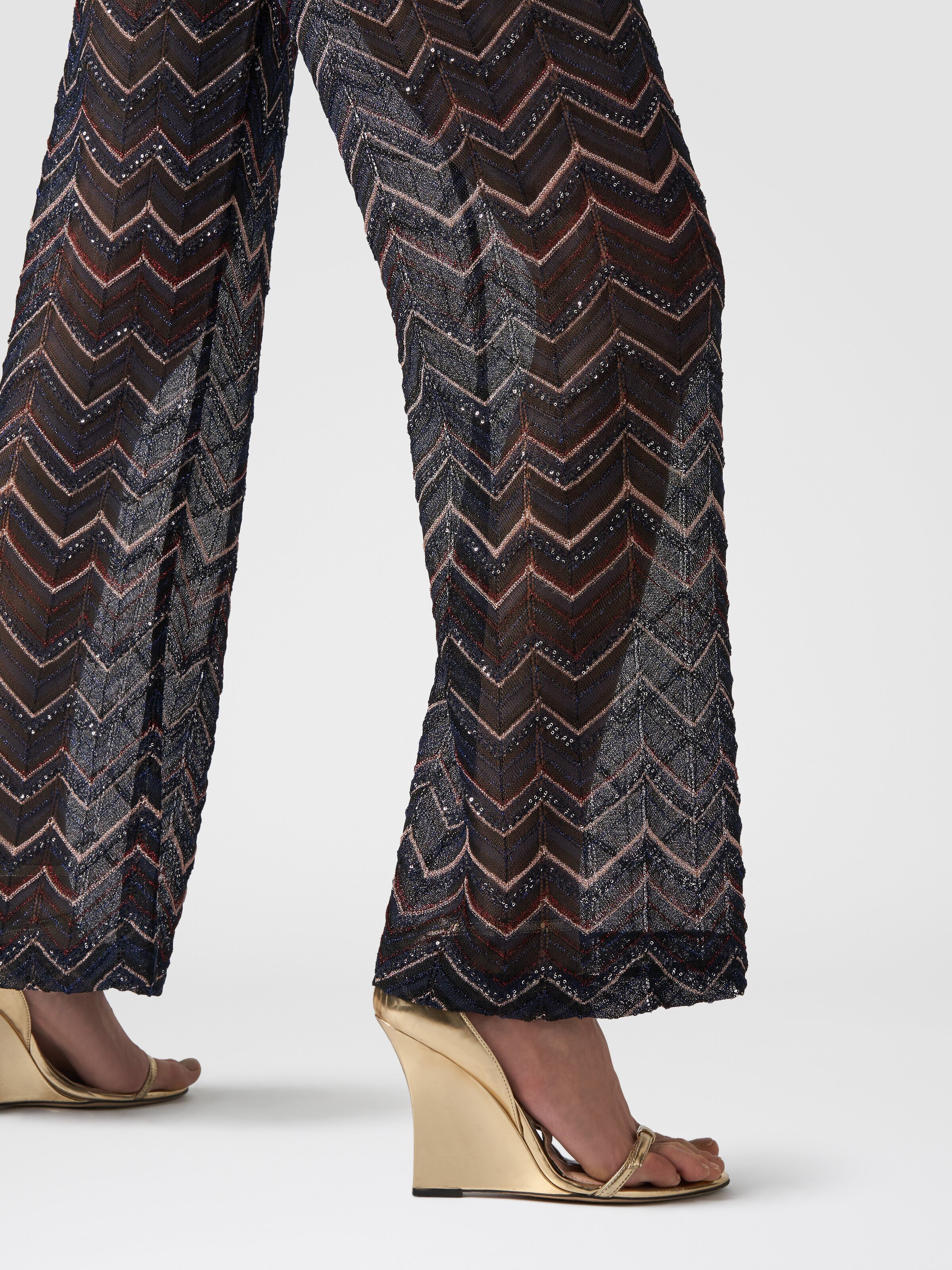 Trousers in zigzag knit with lurex and sequins, Multicoloured  - 3
