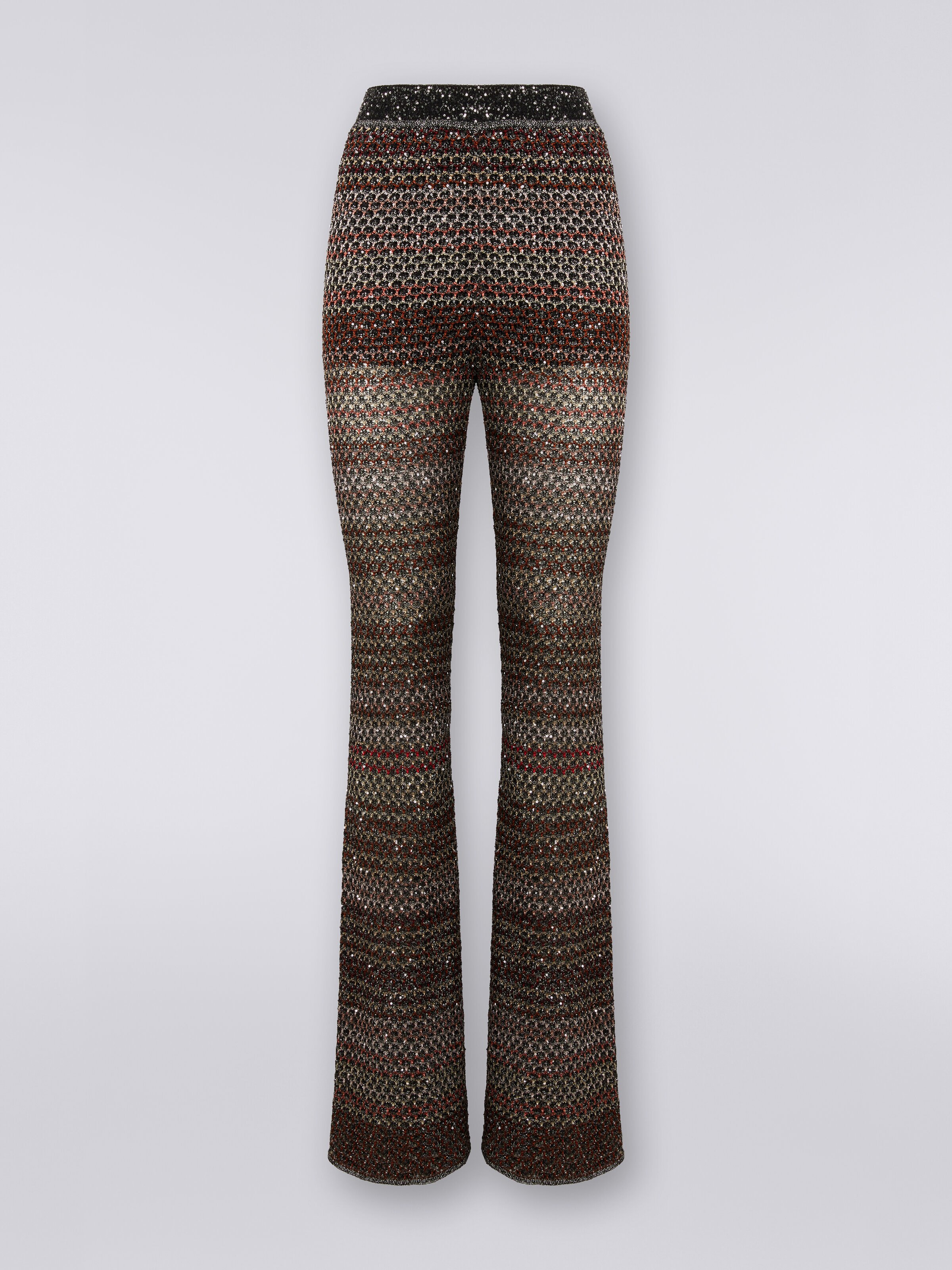 Hose aus Netzstrick mit Paillettenapplikation, Mehrfarbig  - 0