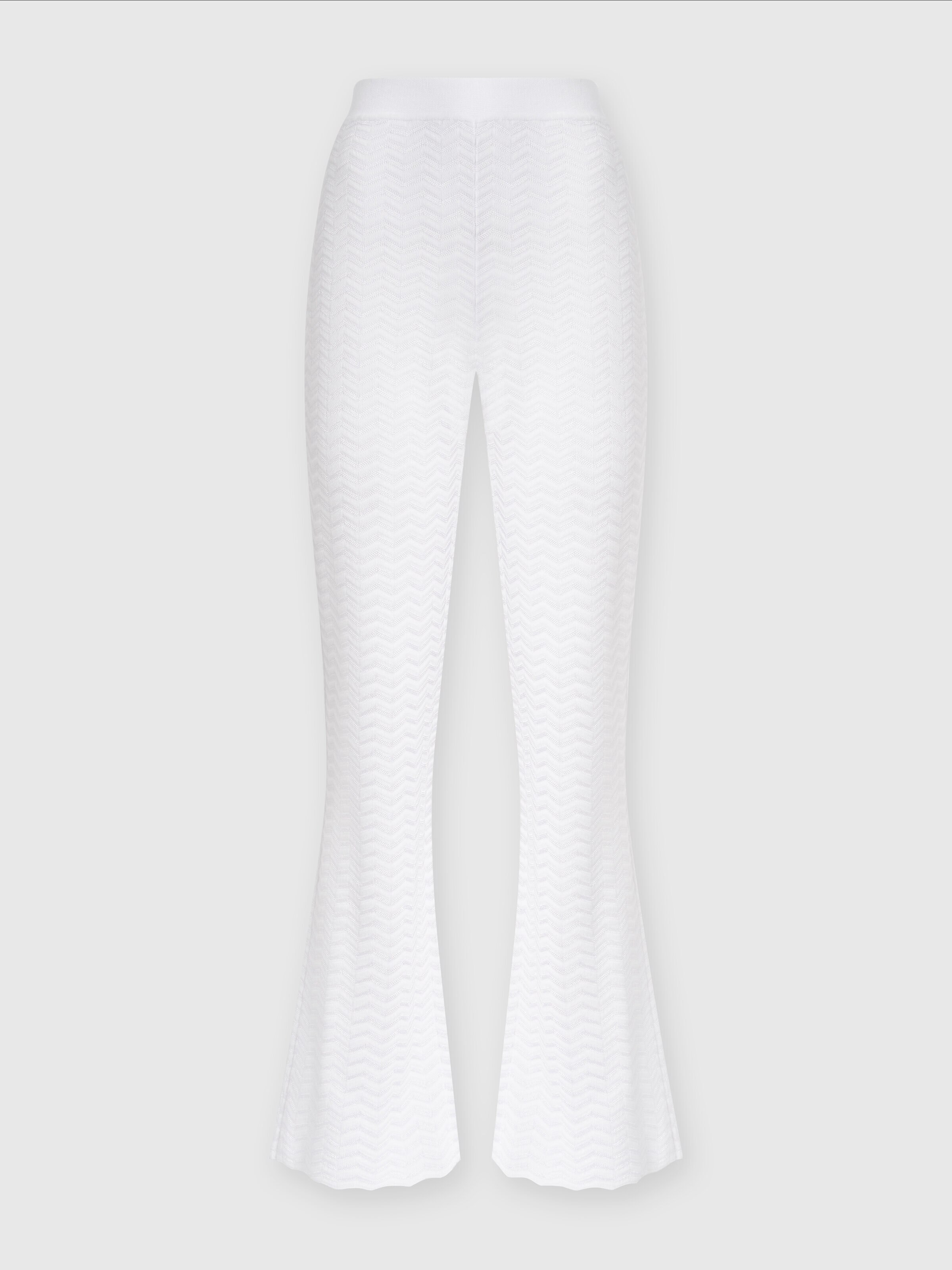 Trousers in zigzag knit  , White  - 0