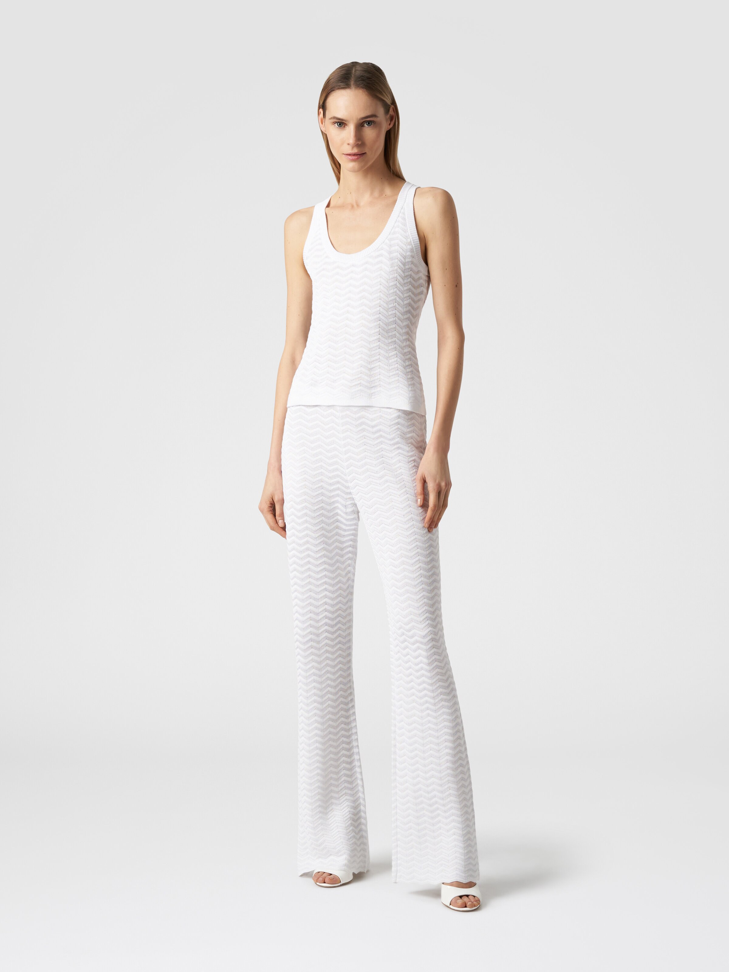 Trousers in zigzag knit  , White  - 1