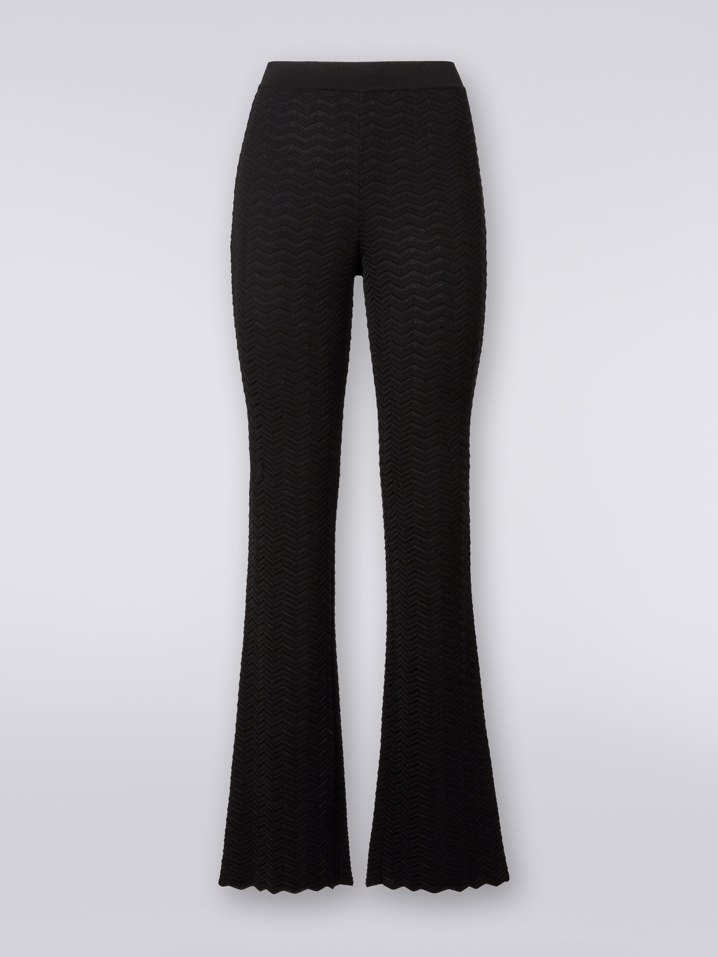 Pantalones de punto zigzag  , Negro    - 0