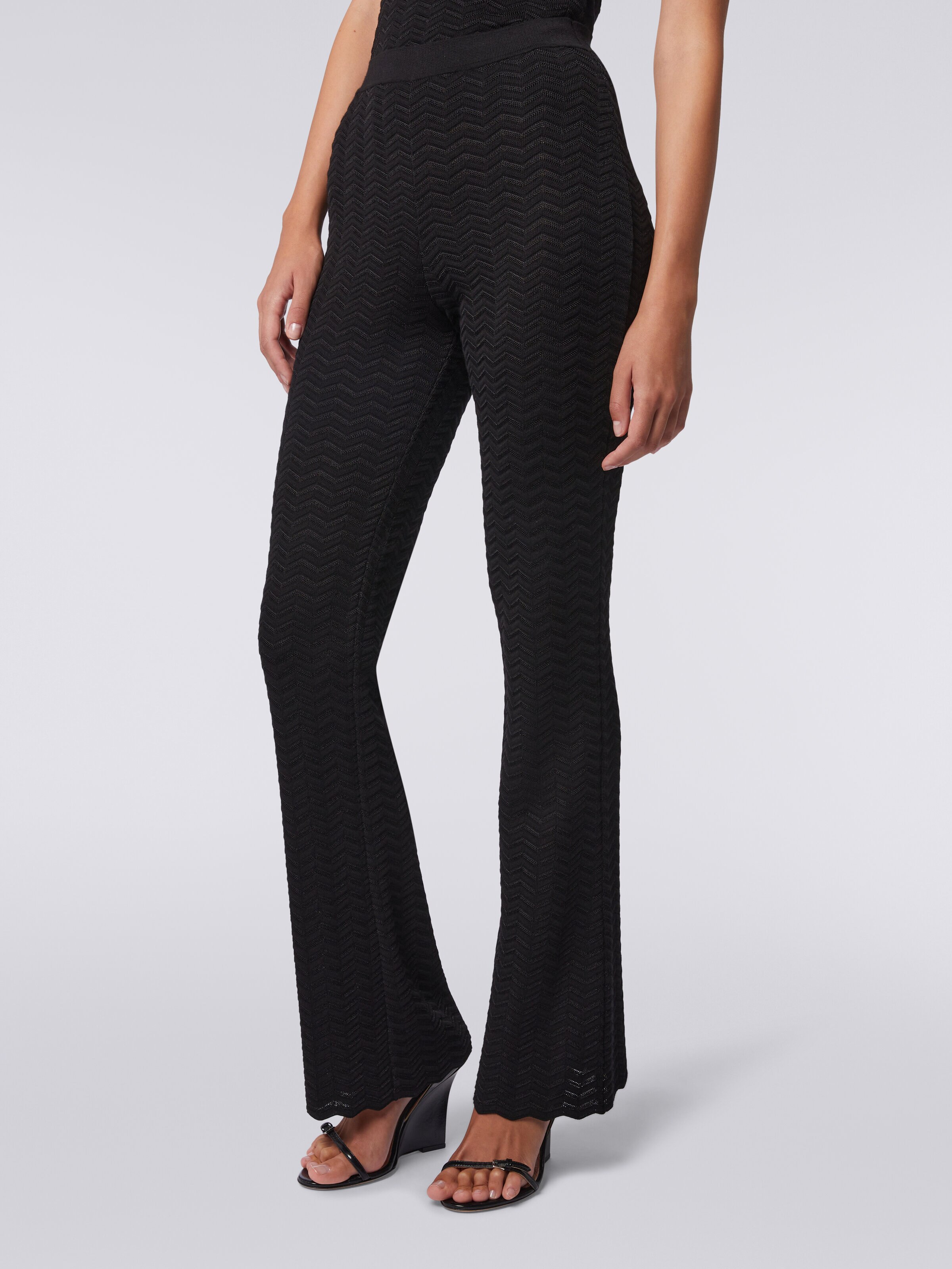Strickhose mit Zickzackmuster, Schwarz    - 4