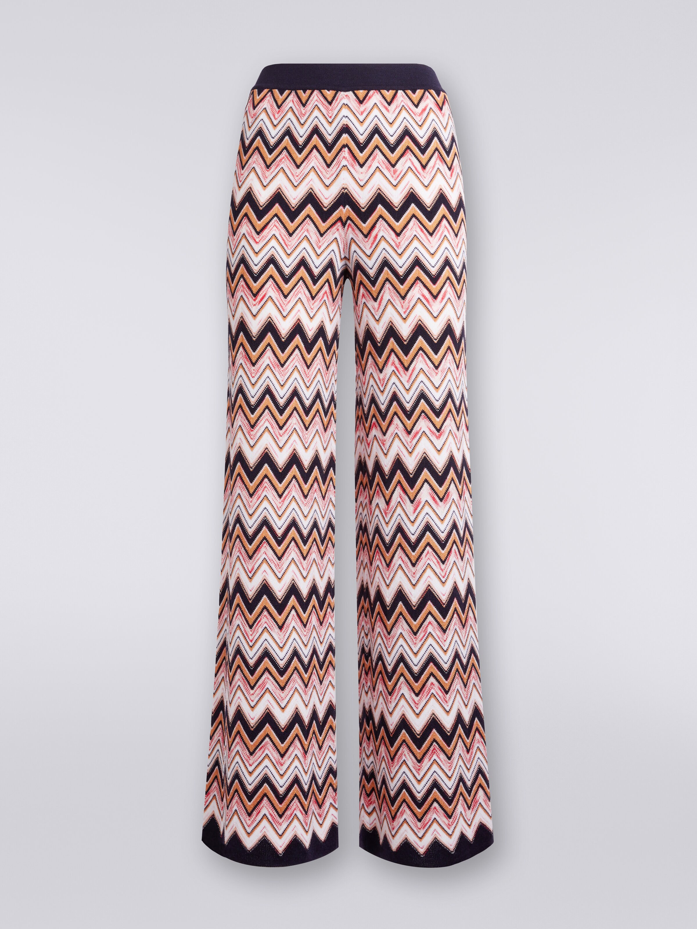 Pantalones palazzo de lana y viscosa zigzag , Multicolor  - 0