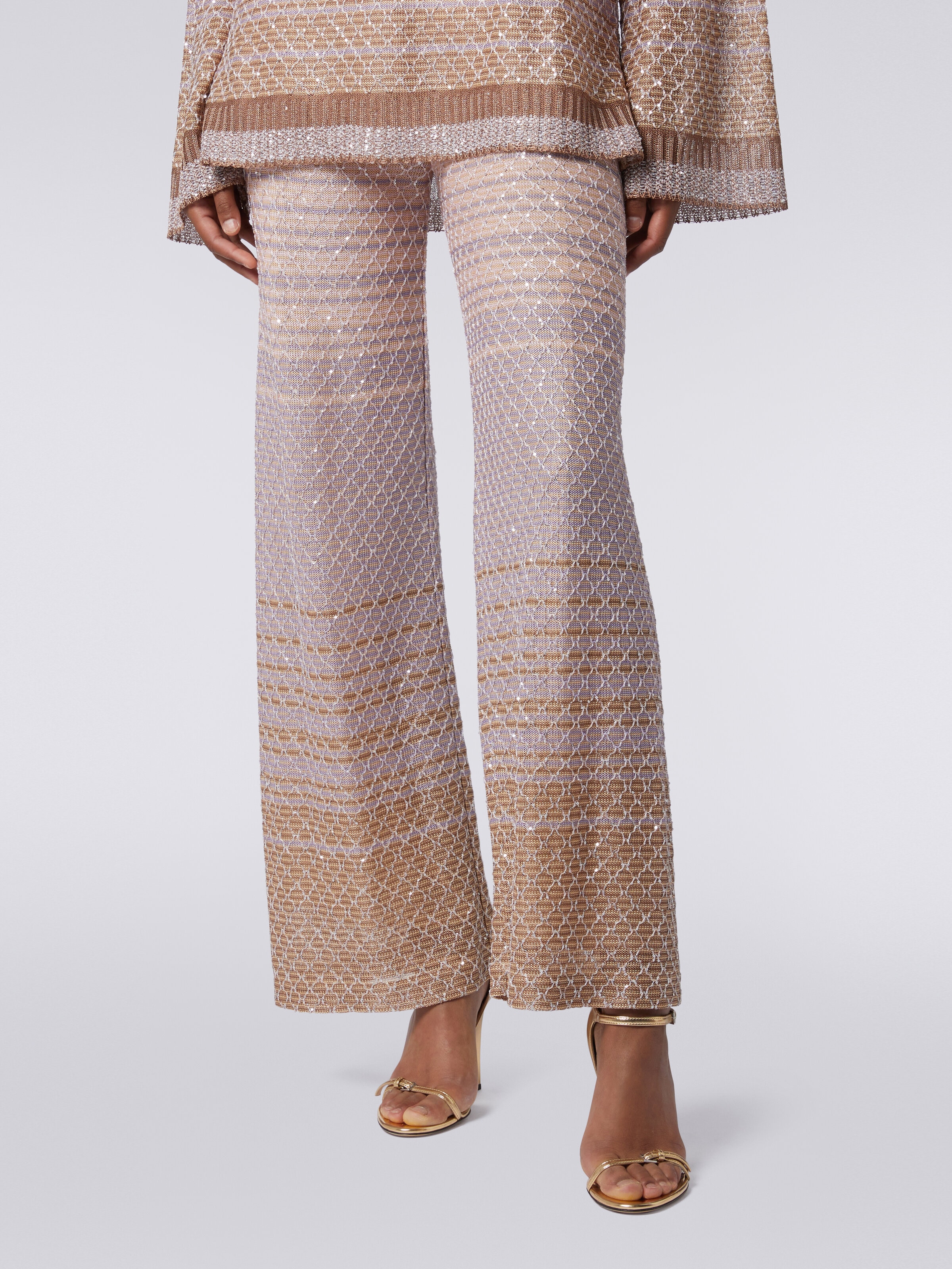 Trousers in dégradé knit with sequins, Multicoloured  - 4