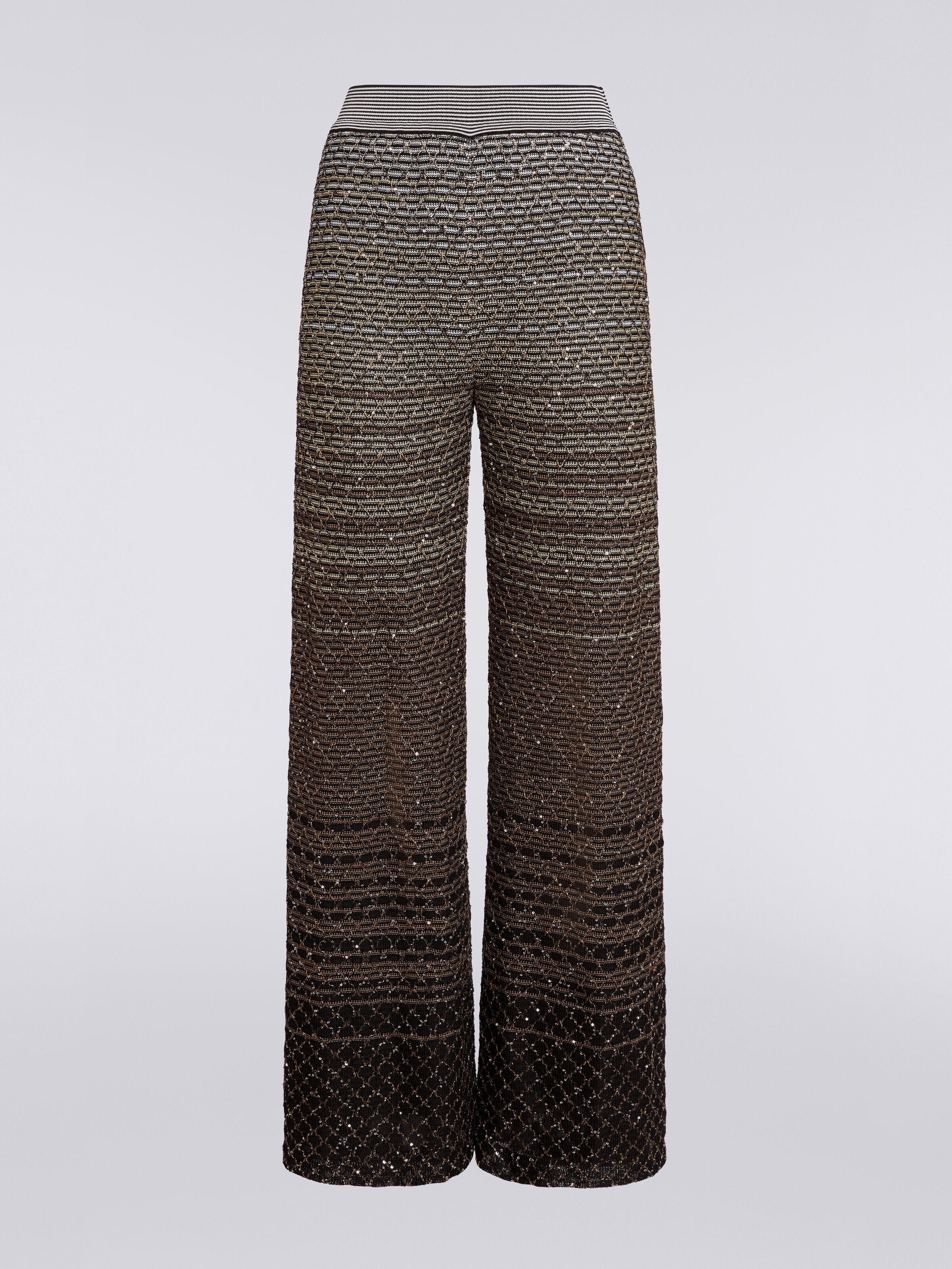 Trousers in dégradé knit with sequins, Multicoloured  - 0
