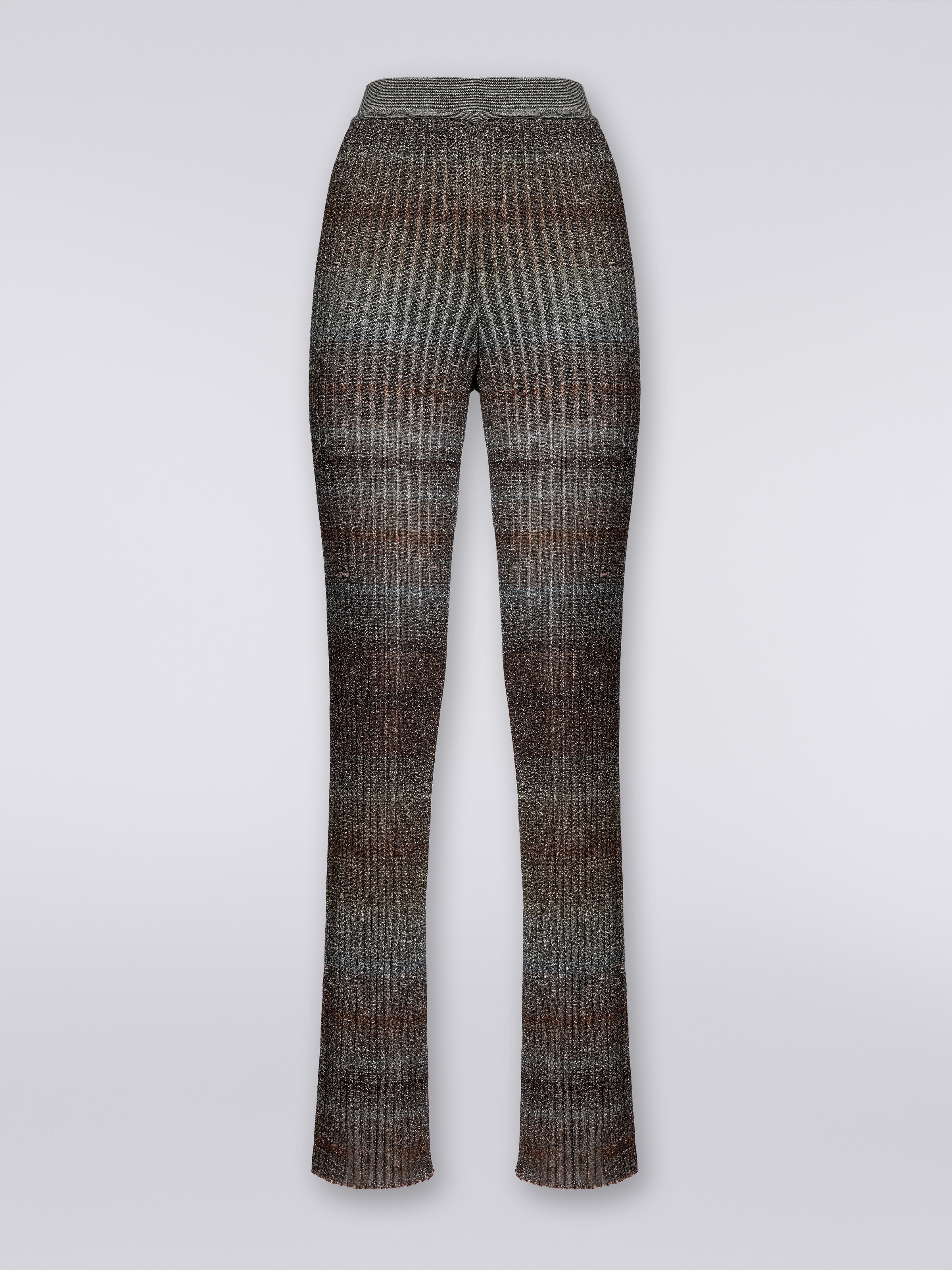 Straight ribbed trousers in viscose and lurex, Multicoloured  - 0