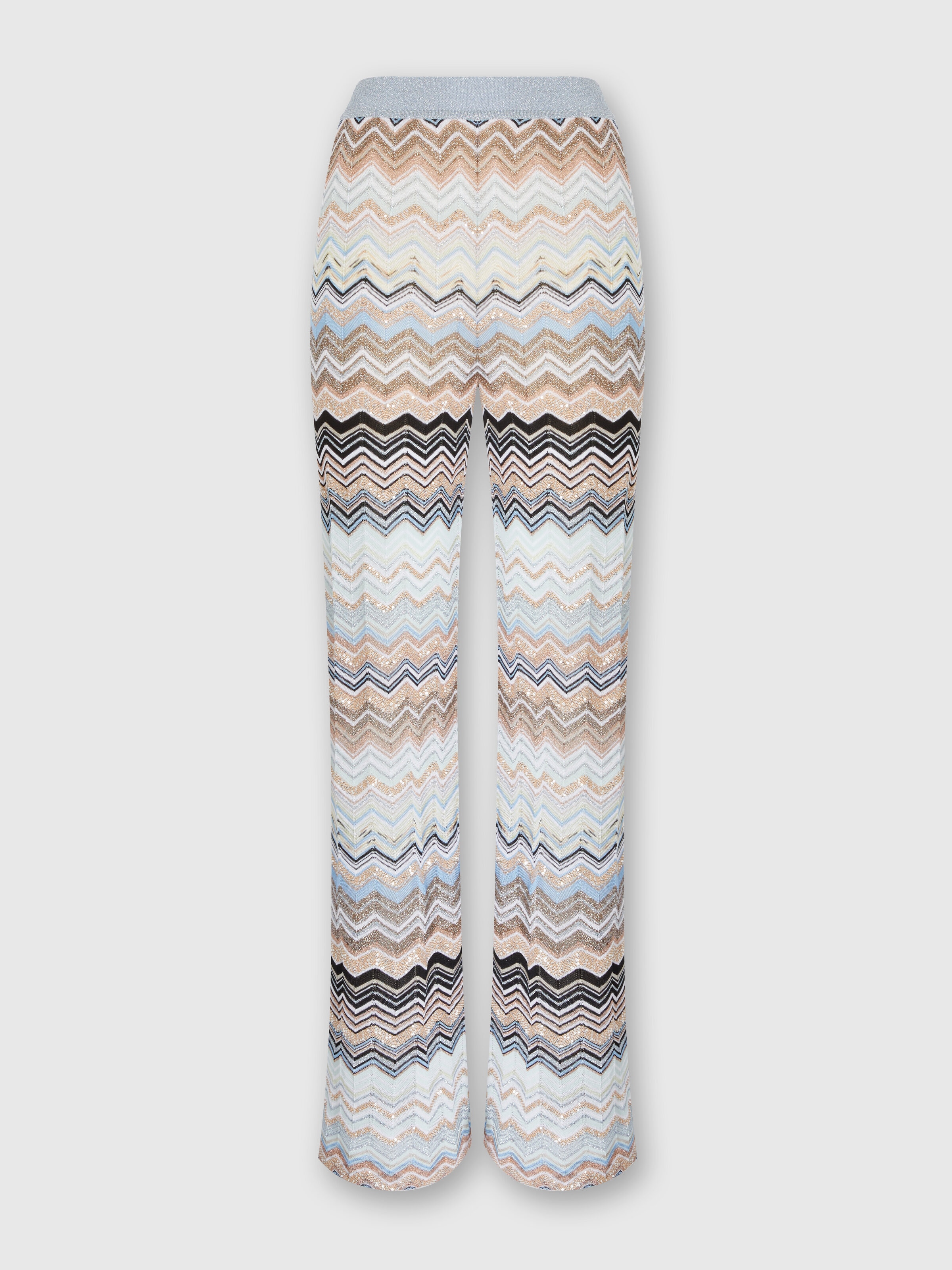 Chevron lamé knit trousers with sequins, Multicoloured  - 0
