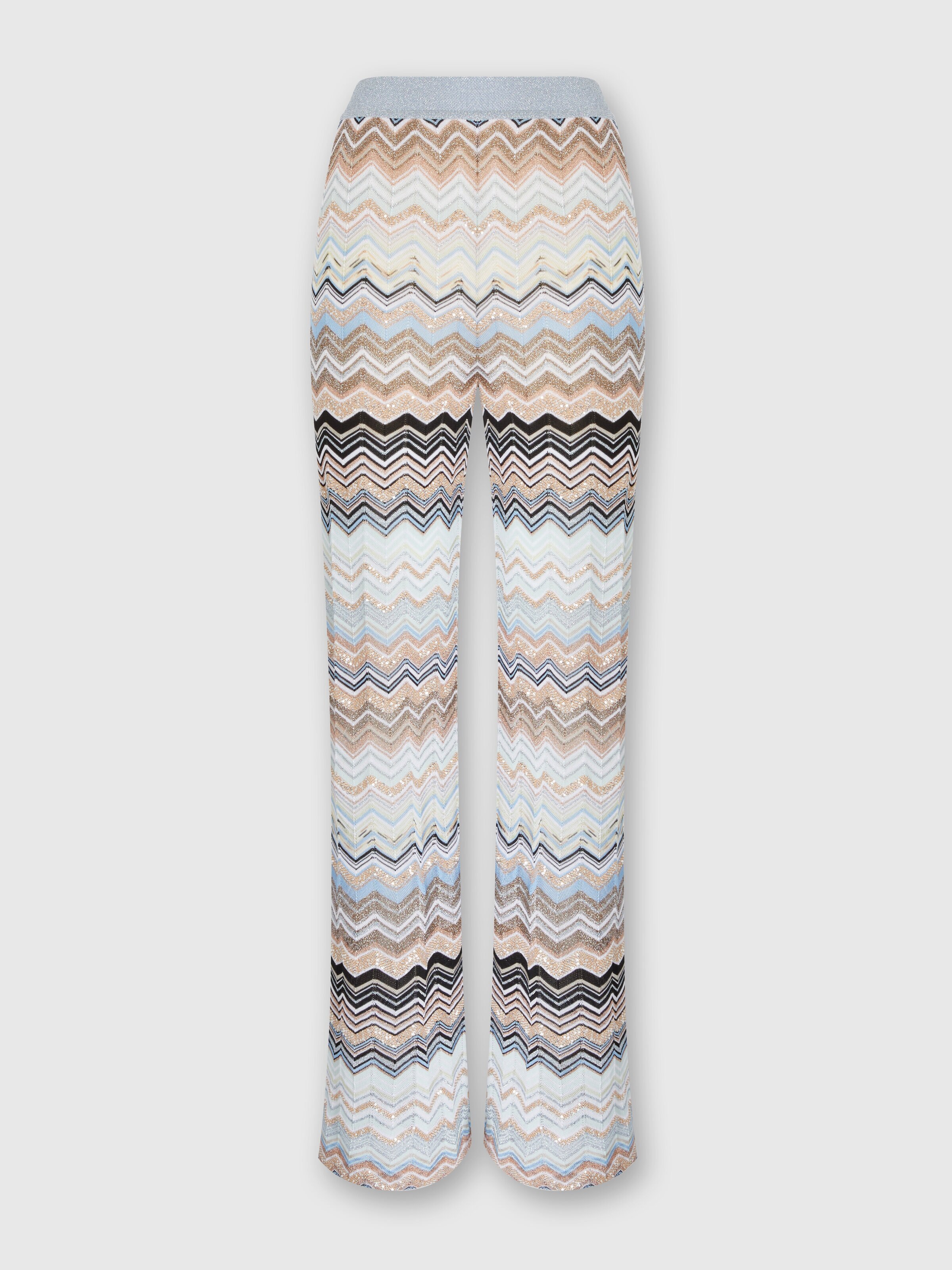 Pantalon en maille à chevrons lamée avec paillettes, Multicolore  - 0