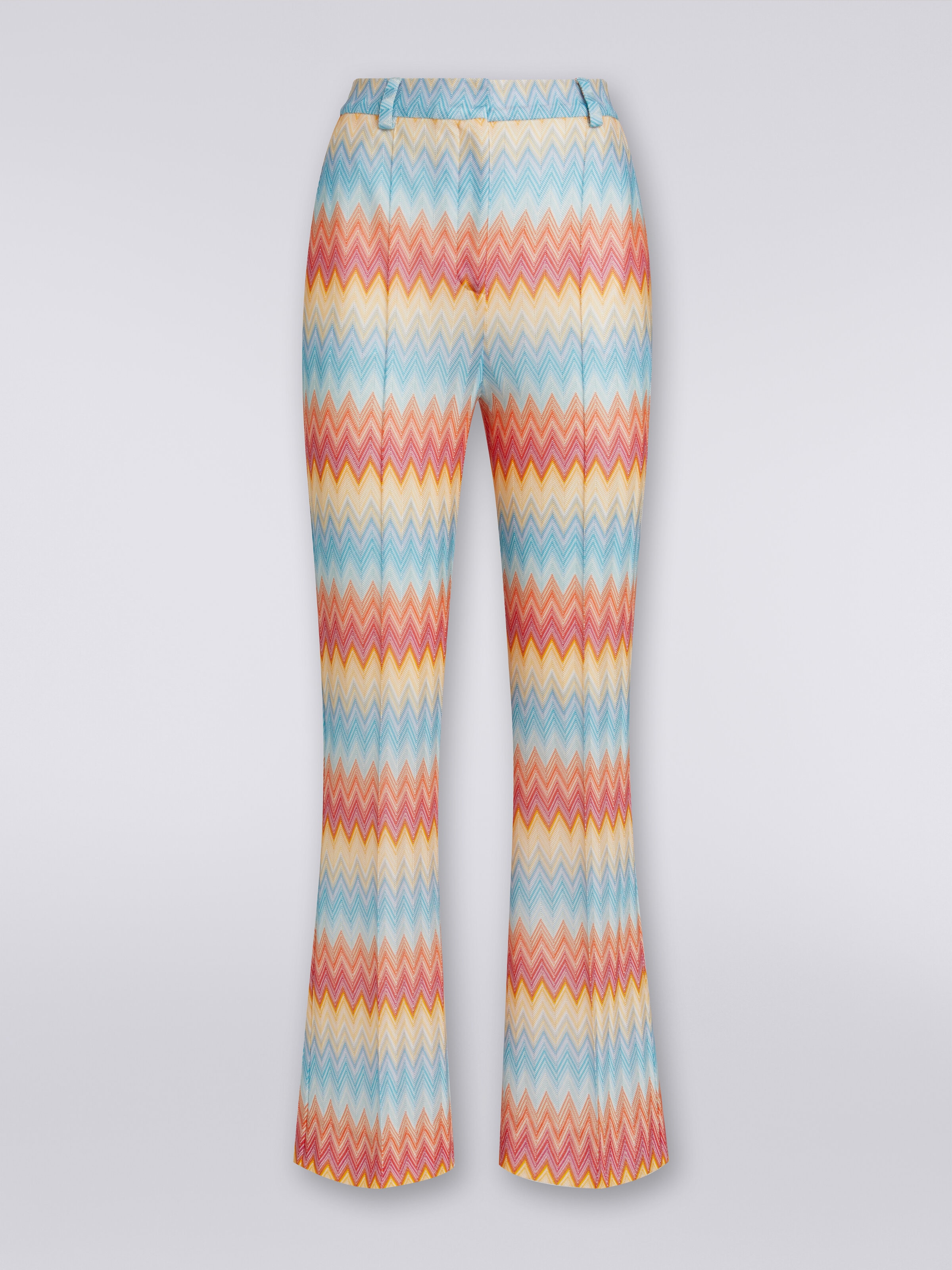 Capri trousers in viscose chevron, Multicoloured  - 0
