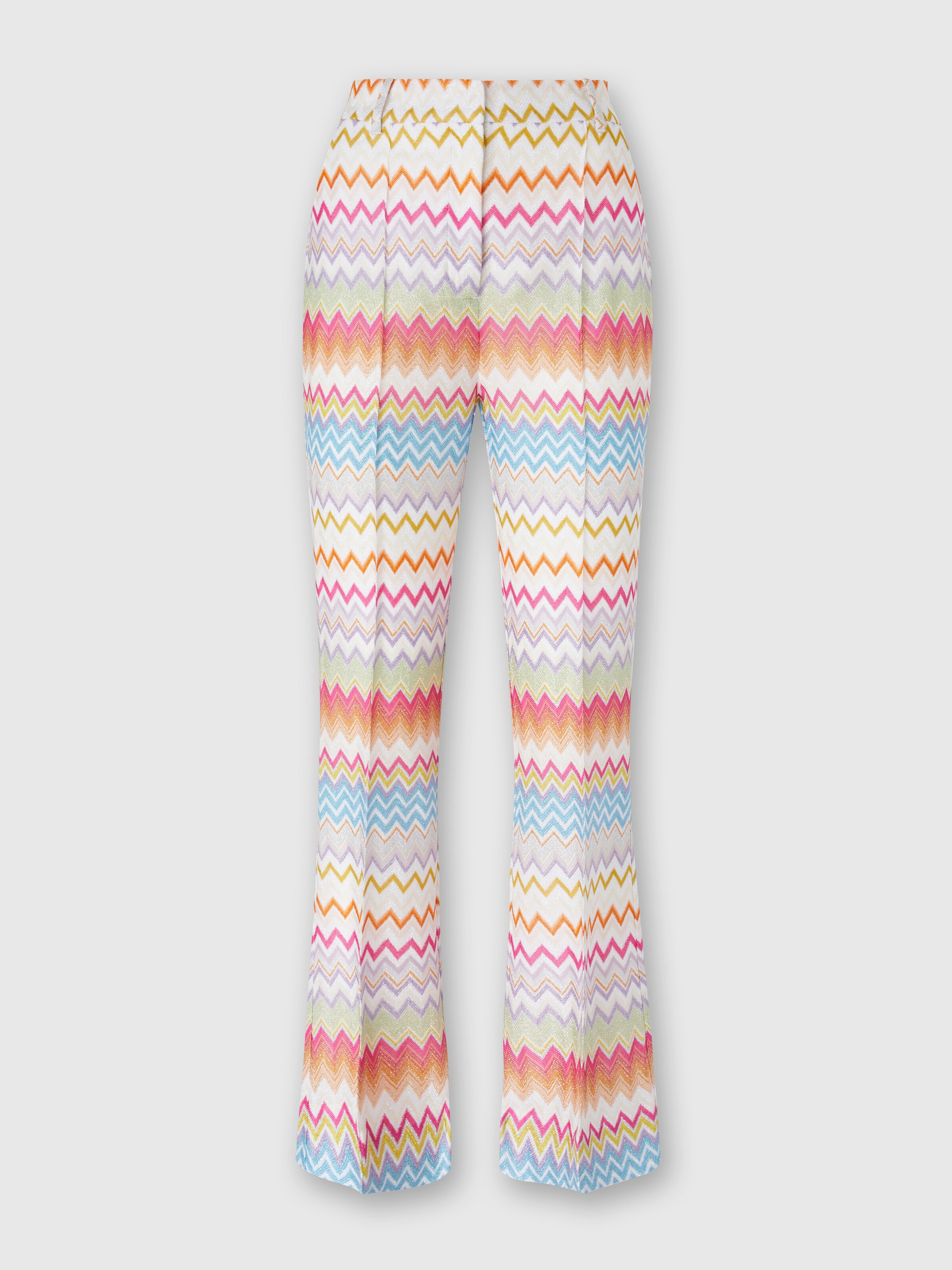 Capri trousers in chevron lamé knit with sequins, Multicoloured  - 0