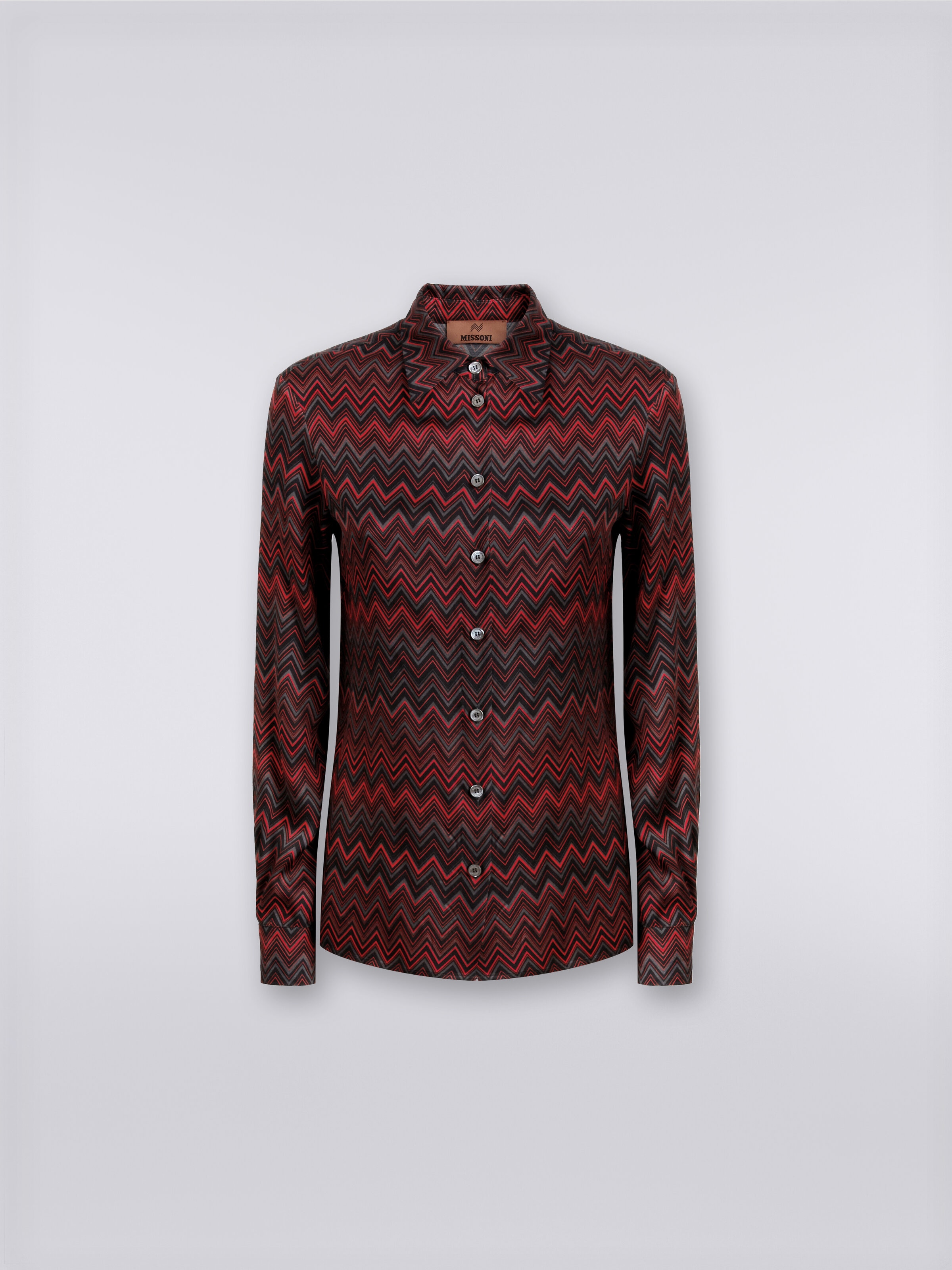 Shirt in zigzag jacquard viscose, Multicoloured  - 0