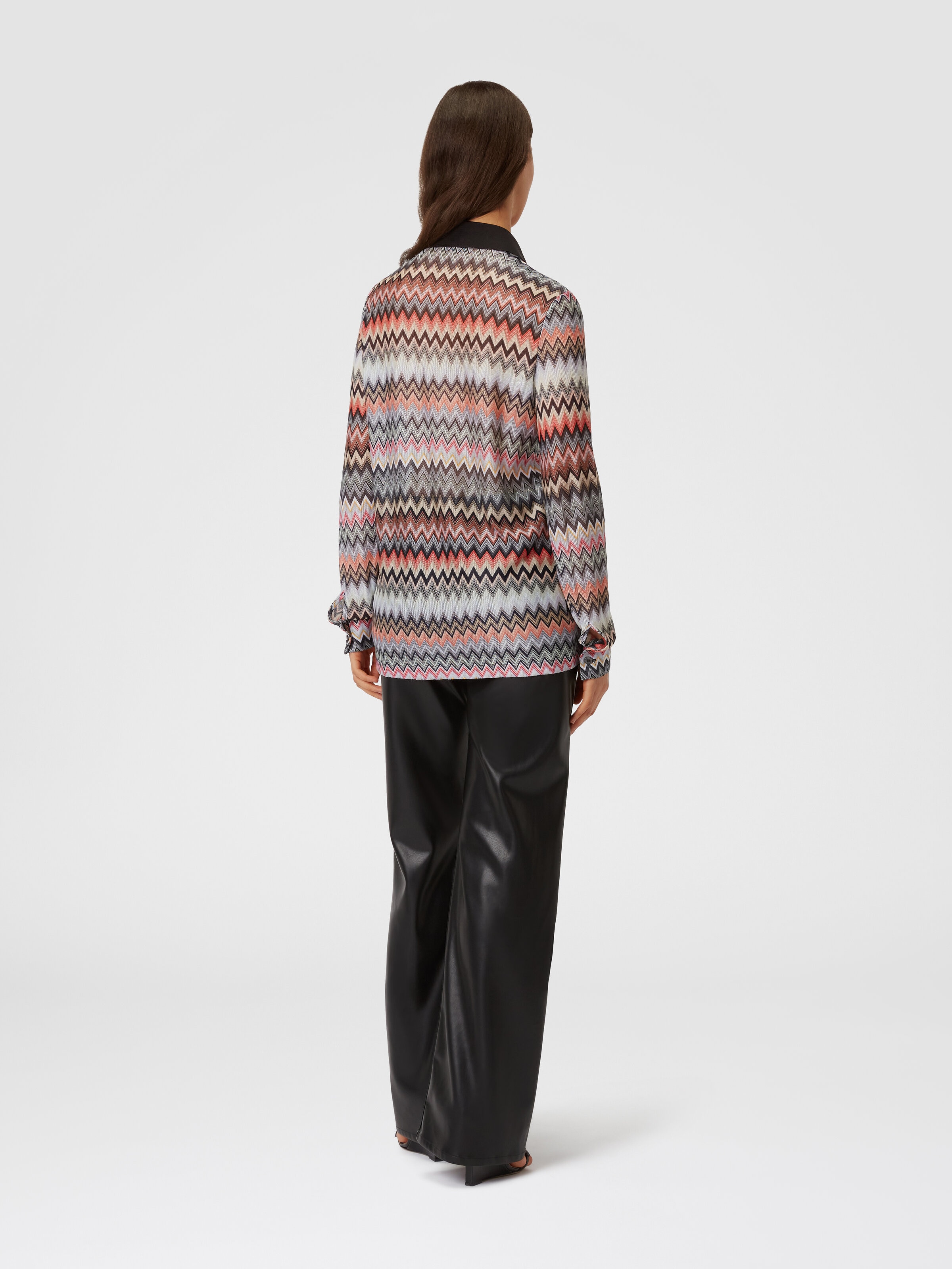 Camisa de algodón y viscosa zigzag  , Multicolor  - 2