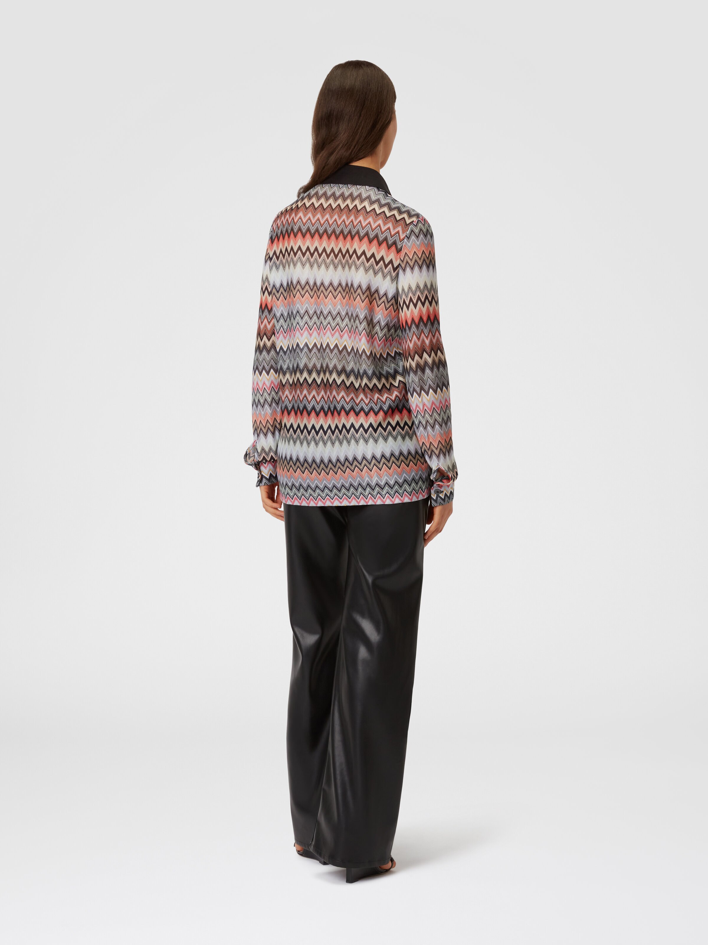 Shirt in zigzag viscose and cotton, Multicoloured  - 2