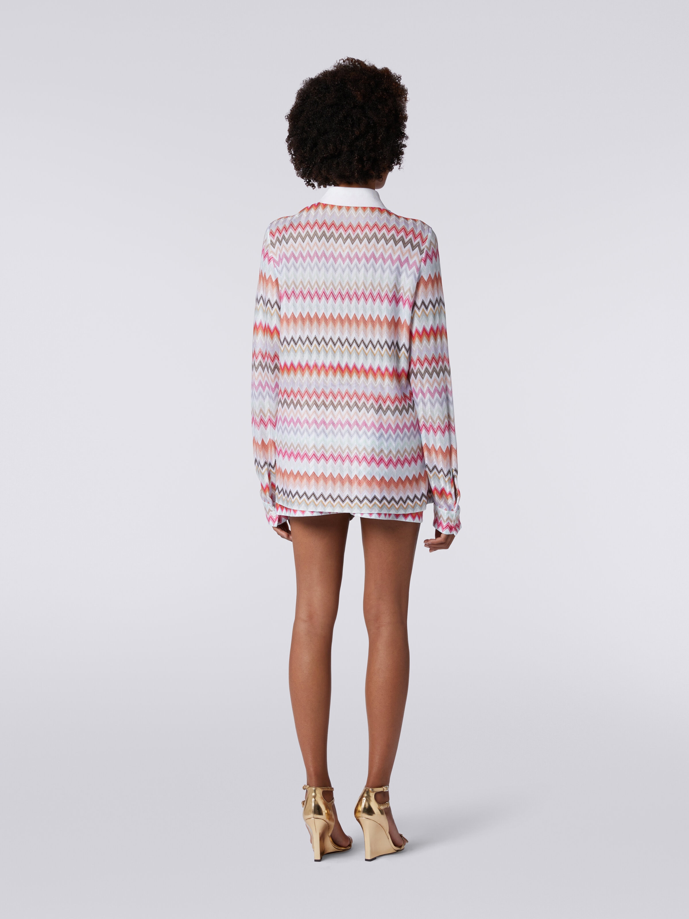Shirt in zigzag viscose and cotton, Multicoloured  - 3