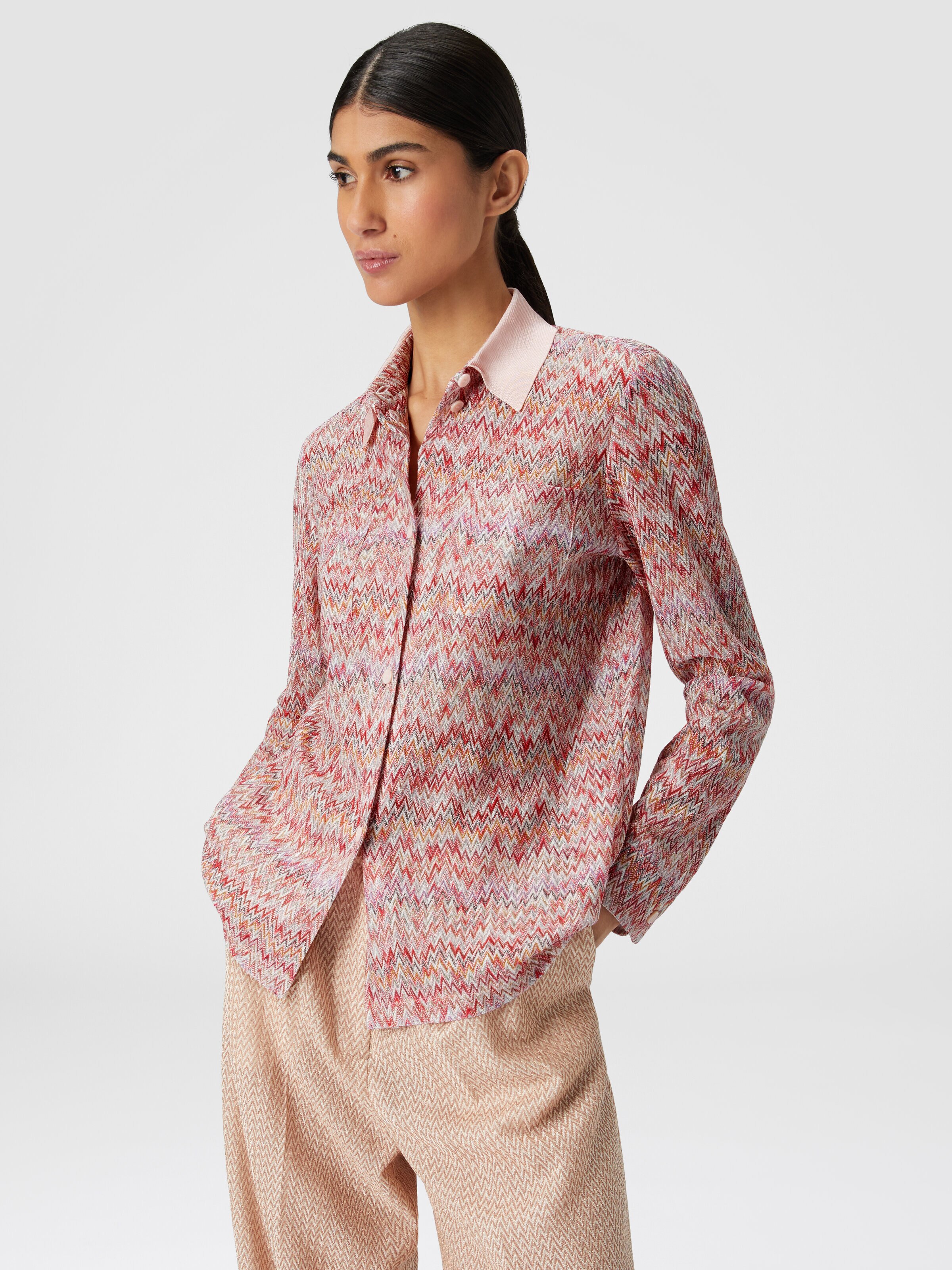 Shirt in lamé viscose blend, Multicoloured  - 3