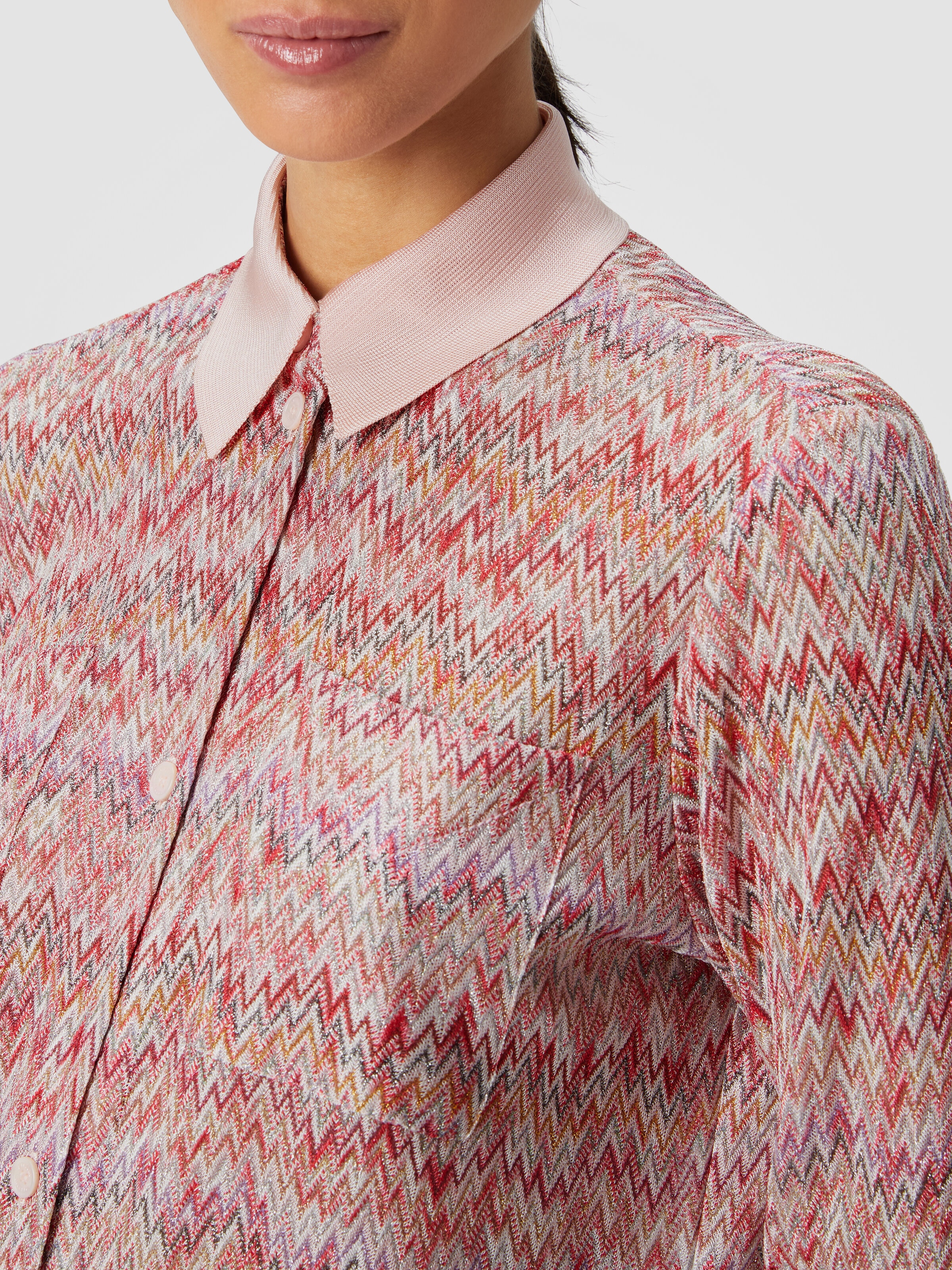 Shirt in lamé viscose blend, Multicoloured  - 4