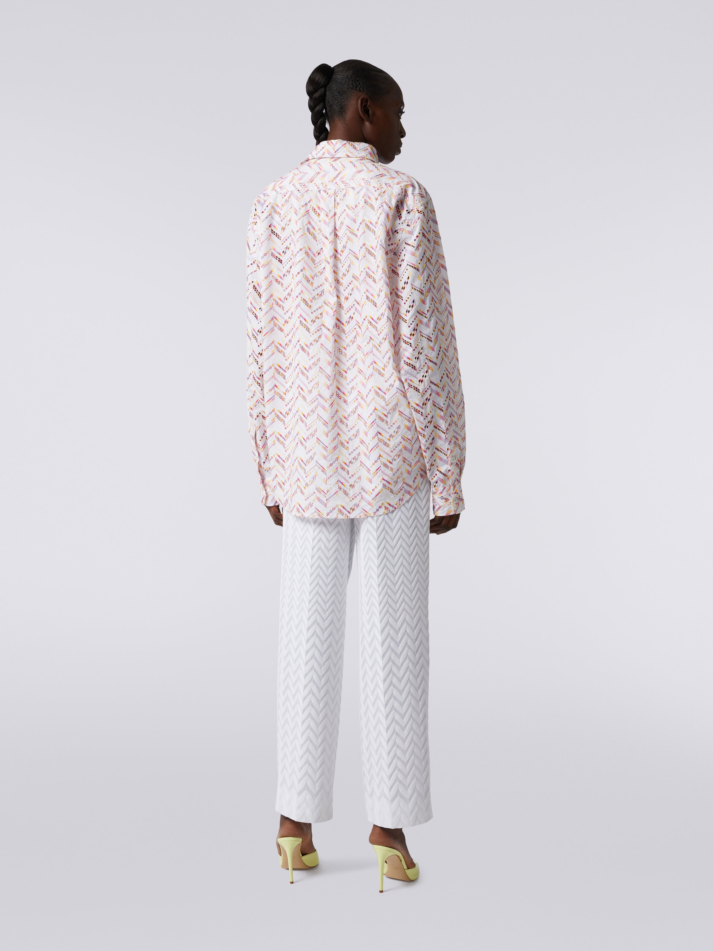 Camisa de popelina de algodón con encaje sangallo, Multicolor  - 3