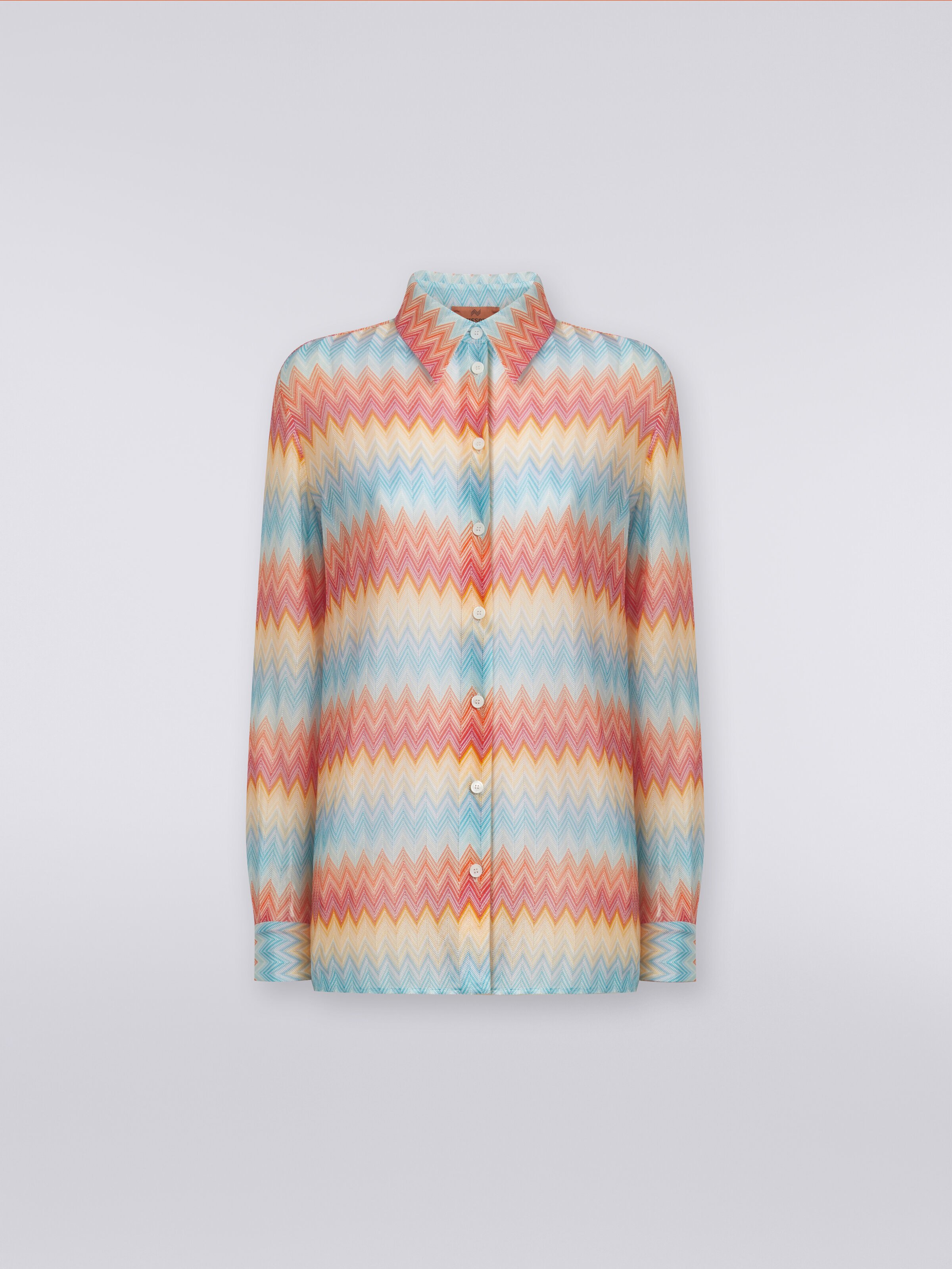 Viscose chevron knit shirt, Multicoloured  - 0
