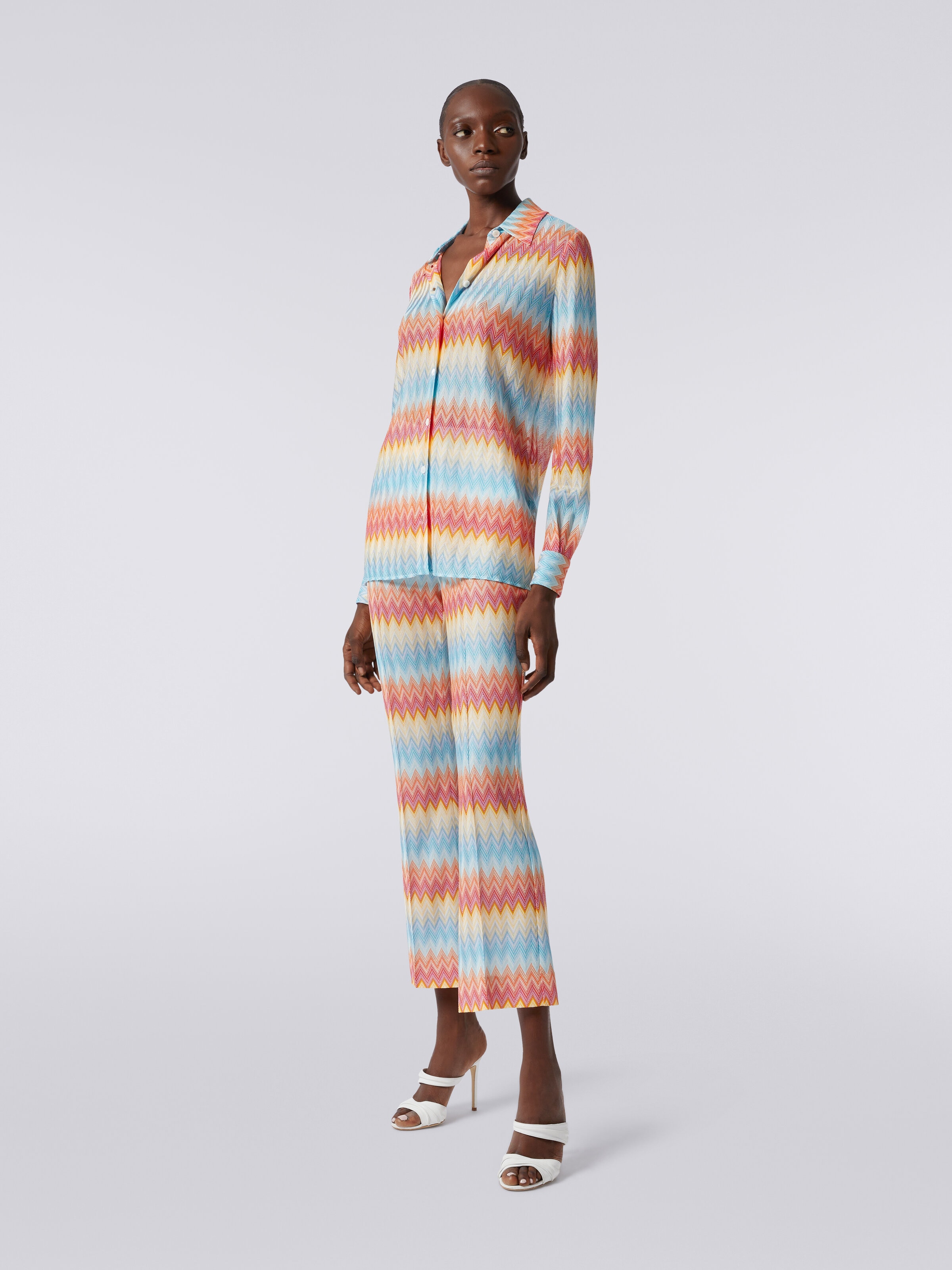 Viscose chevron knit shirt, Multicoloured  - 2