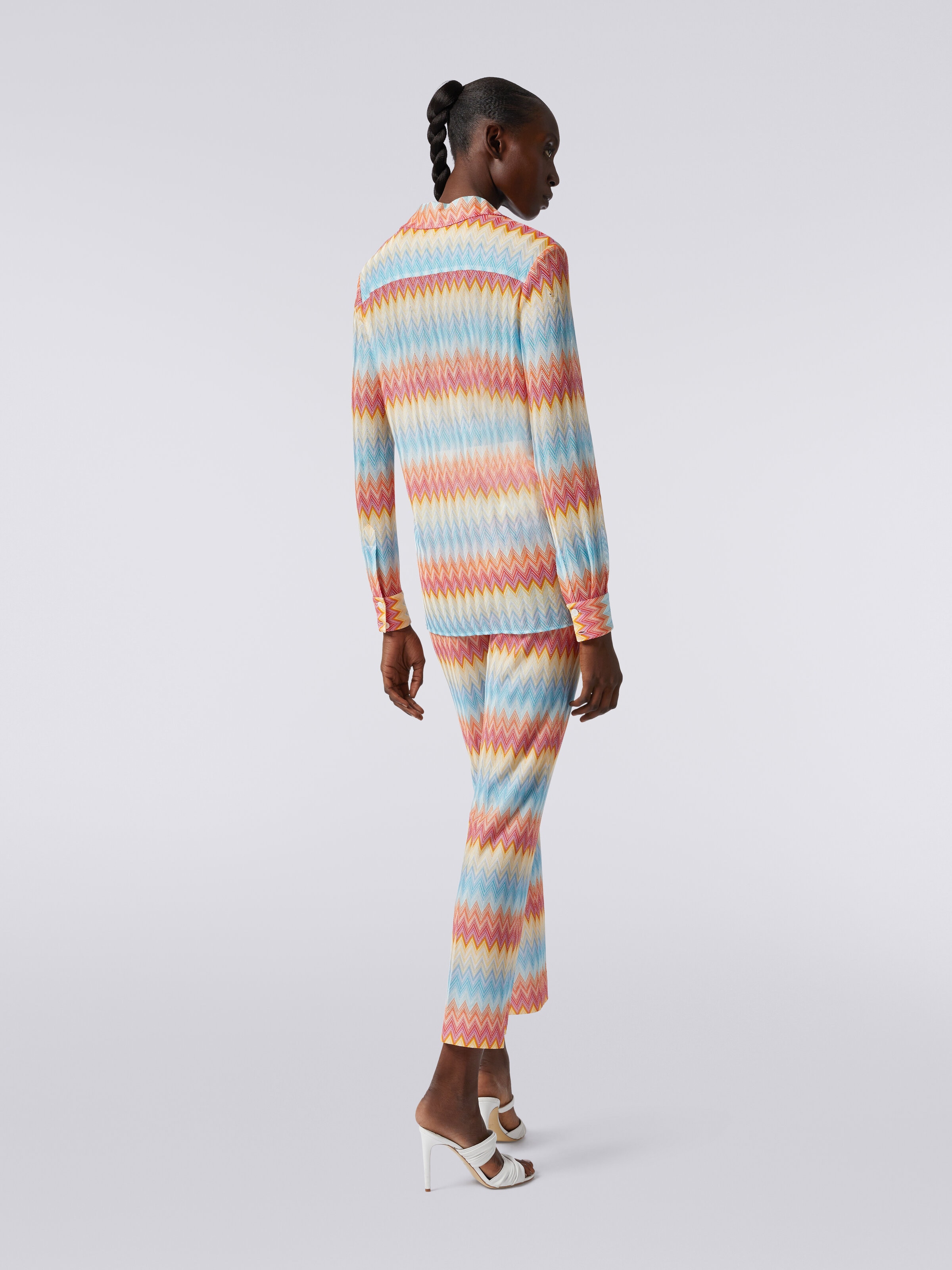 Camicia in maglia di viscosa chevron, Multicolore  - 3