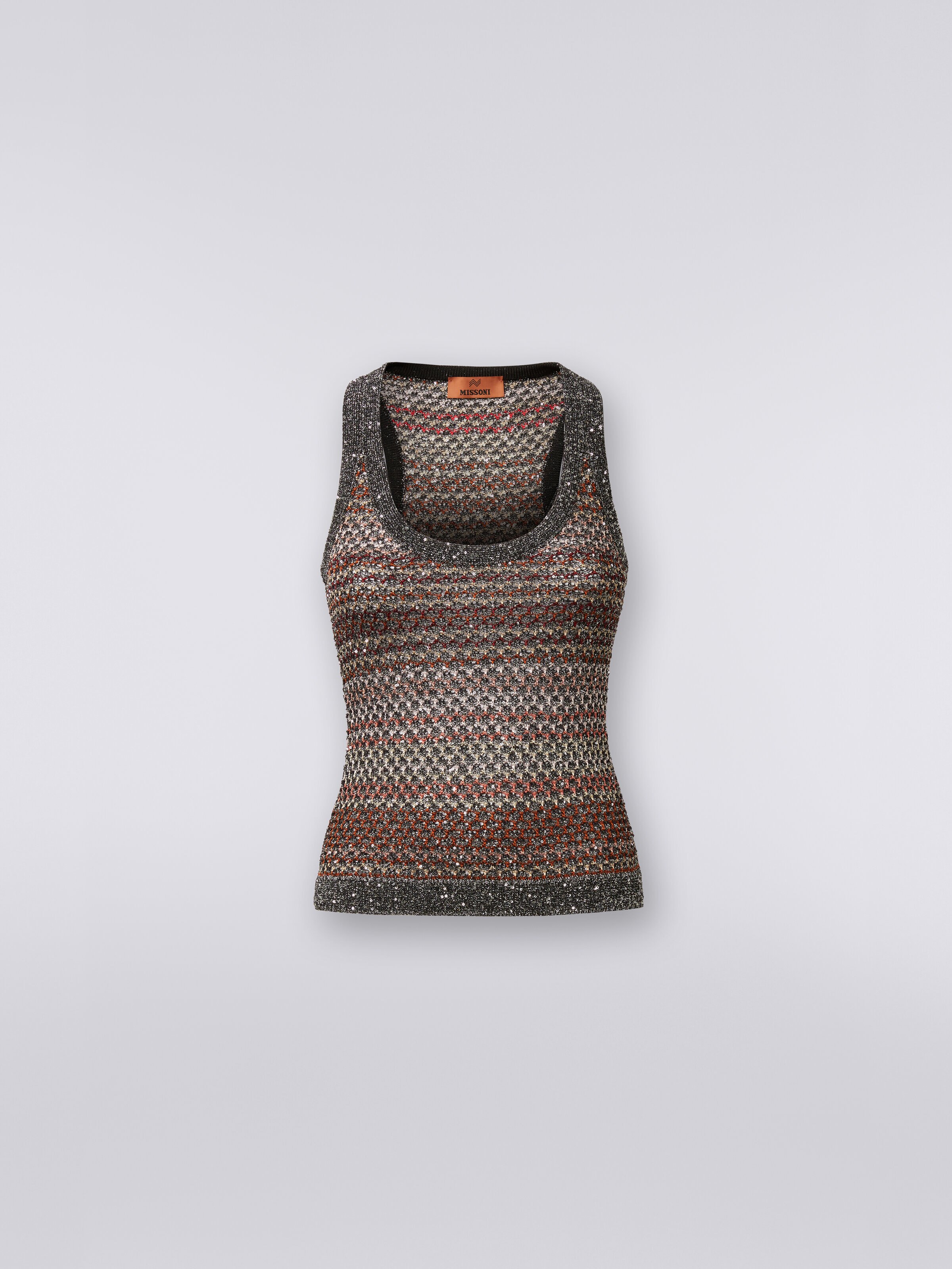 Tank top in mesh knit with sequin appliqué Multicoloured | Missoni