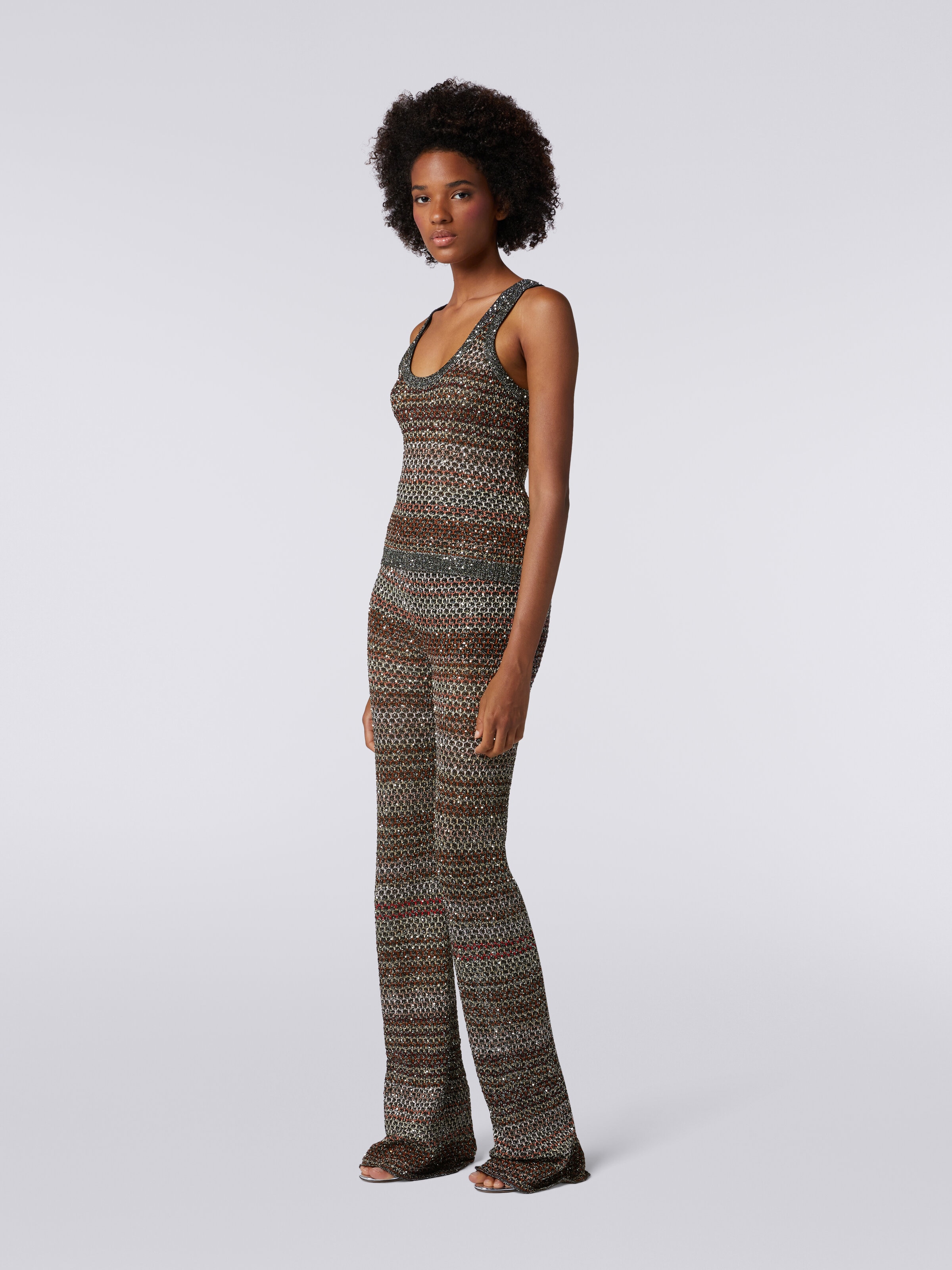 Tank top in mesh knit with sequin appliqué , Multicoloured  - 2