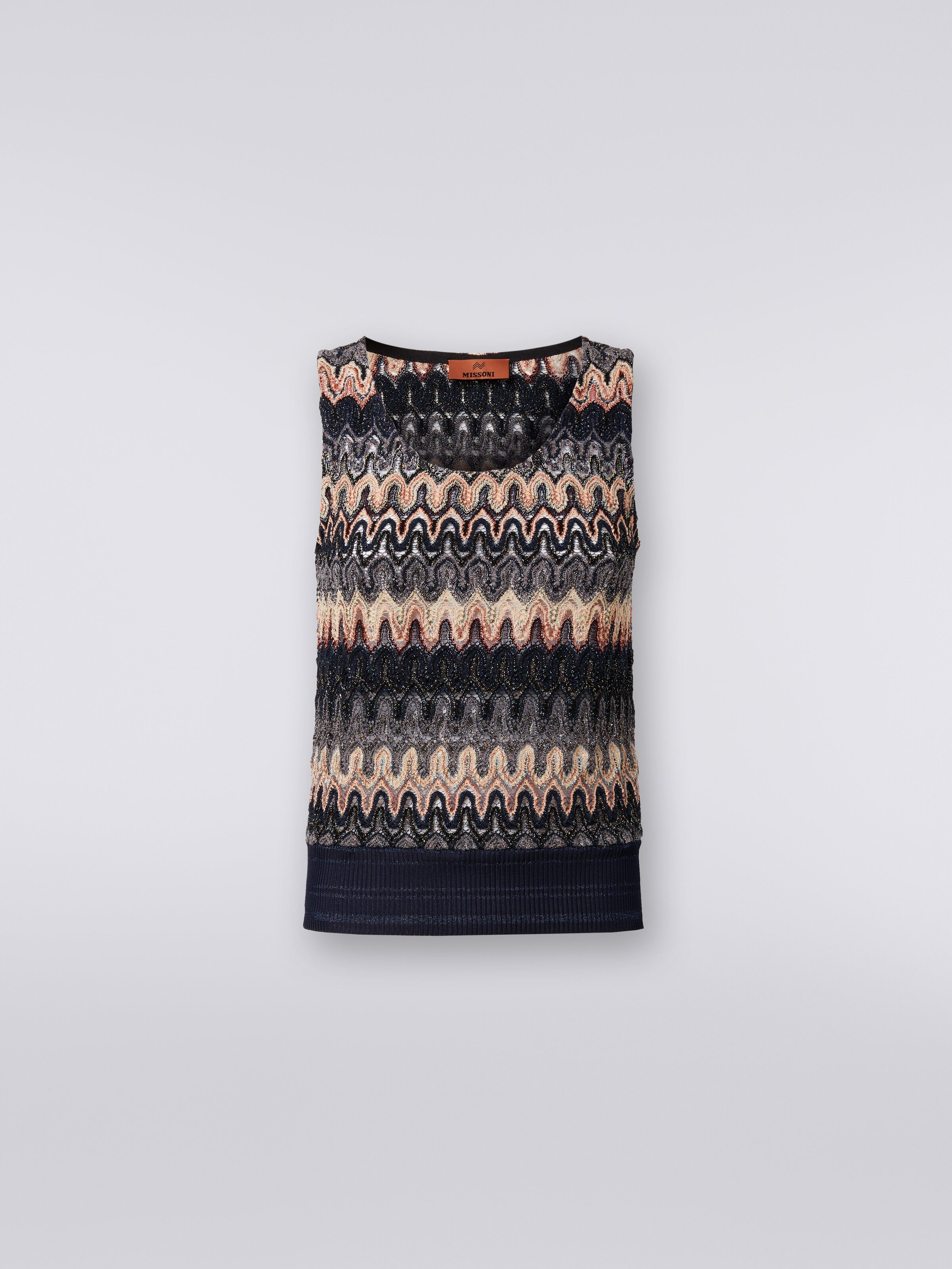 Débardeur en viscose mélangée lamée avec motif ondulé, Multicolore  - 0
