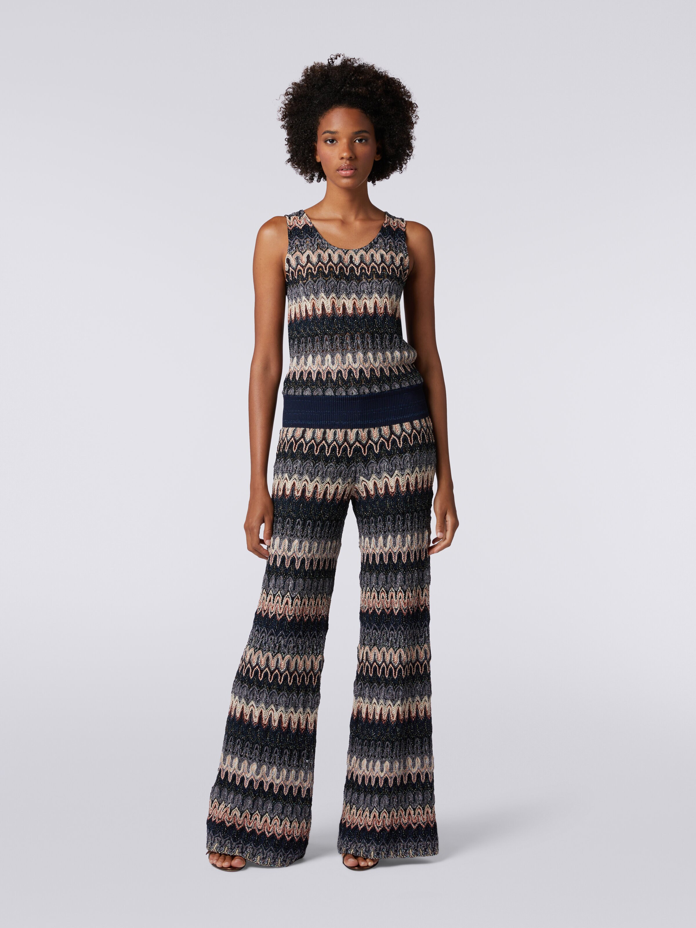 Débardeur en viscose mélangée lamée avec motif ondulé, Multicolore  - 1