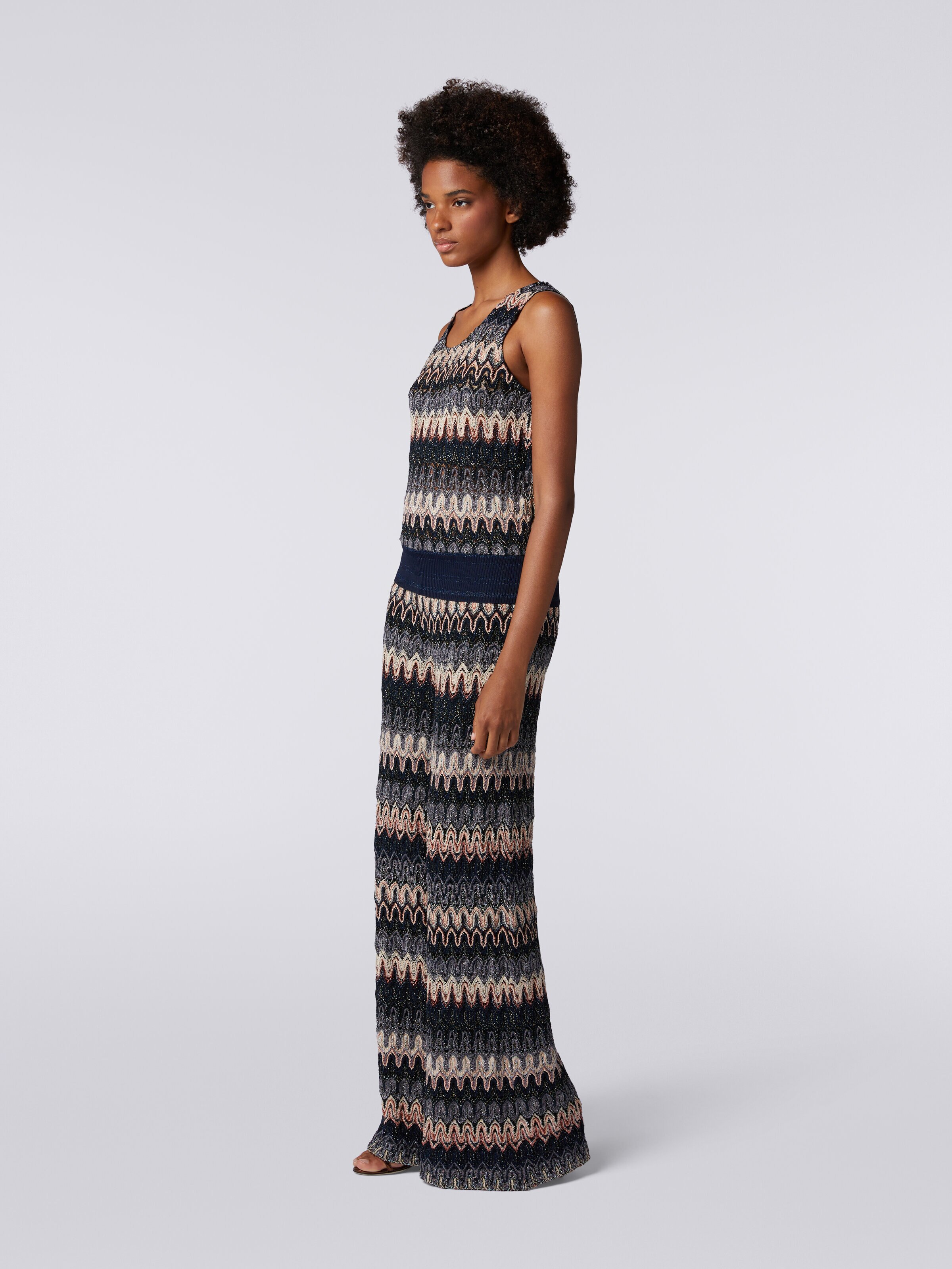 Débardeur en viscose mélangée lamée avec motif ondulé, Multicolore  - 2