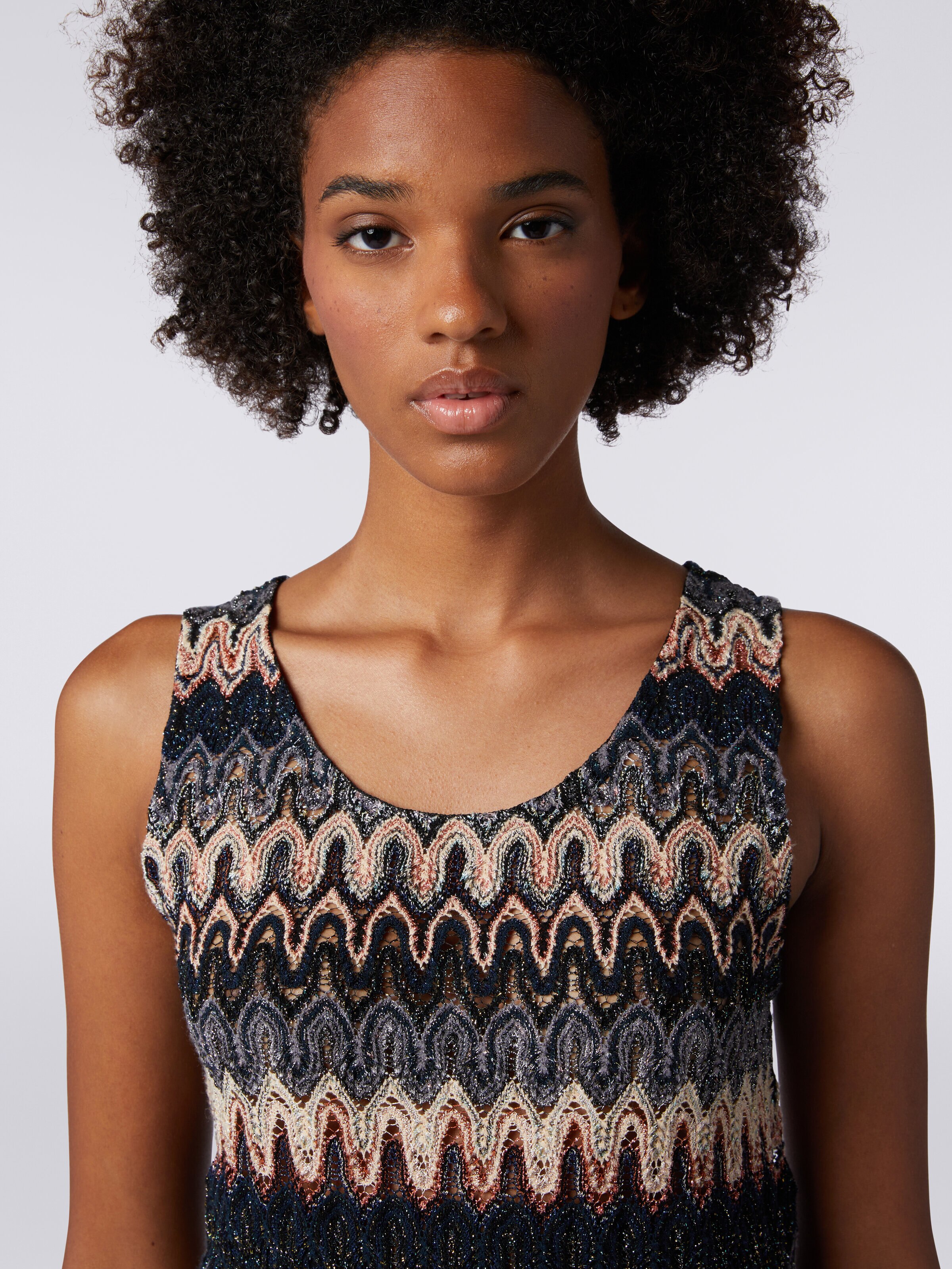 Débardeur en viscose mélangée lamée avec motif ondulé, Multicolore  - 4