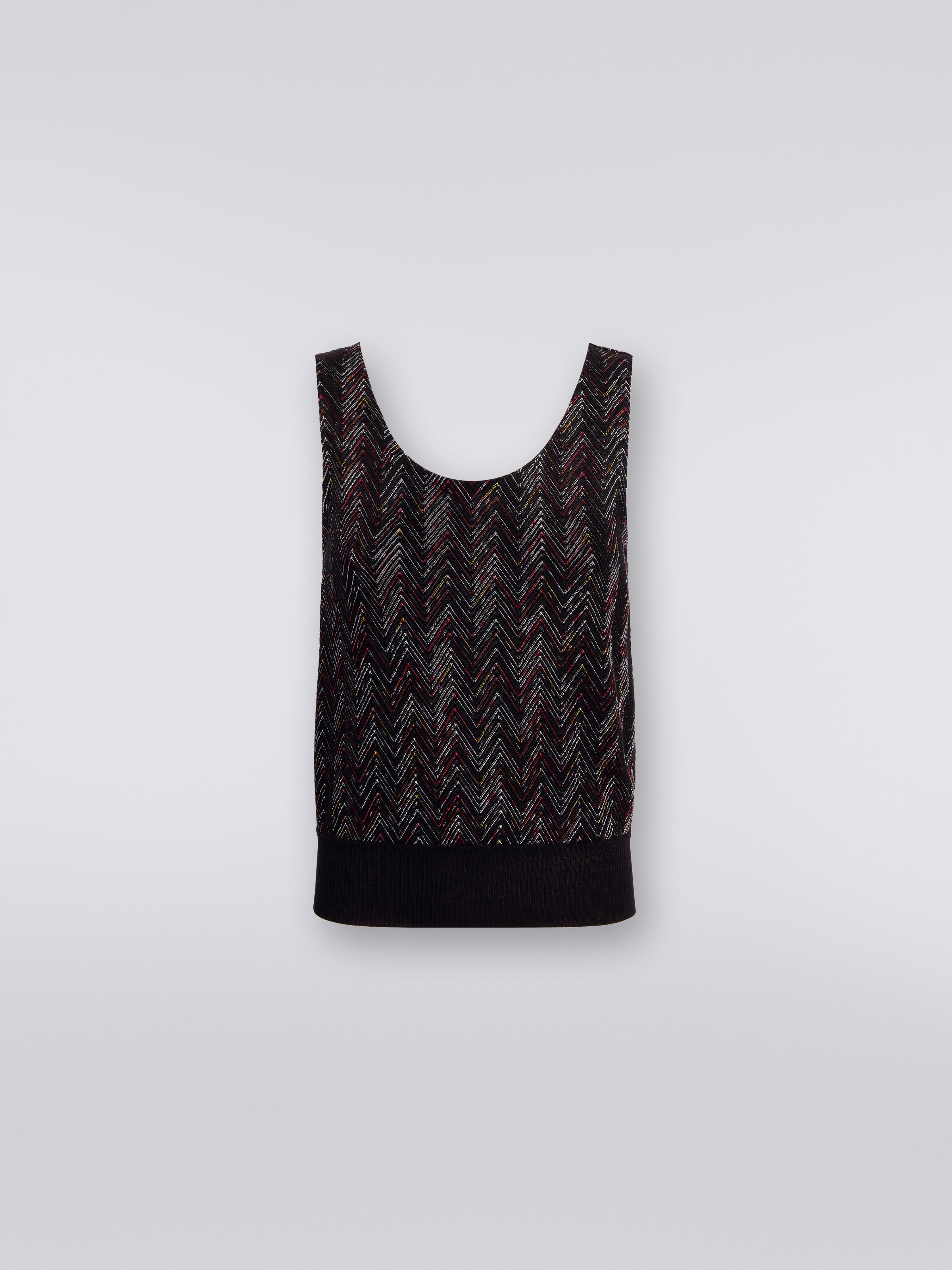 Tank top in zigzag viscose wool knit , Multicoloured  - 0