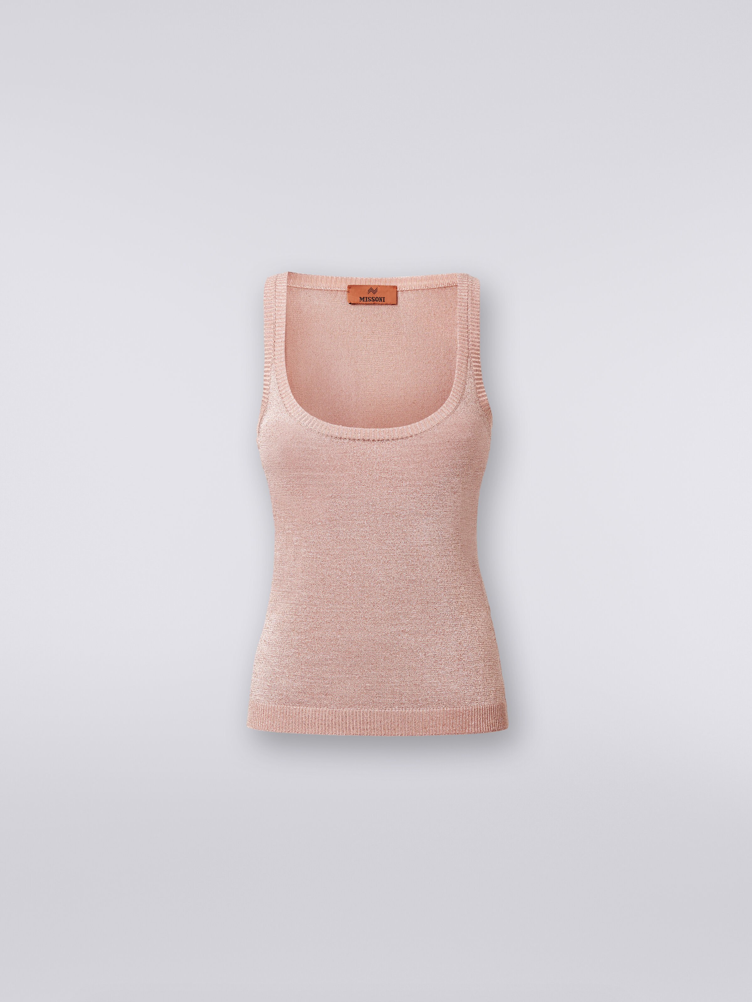 Tank top in viscose blend with lurex , Pink   - 0