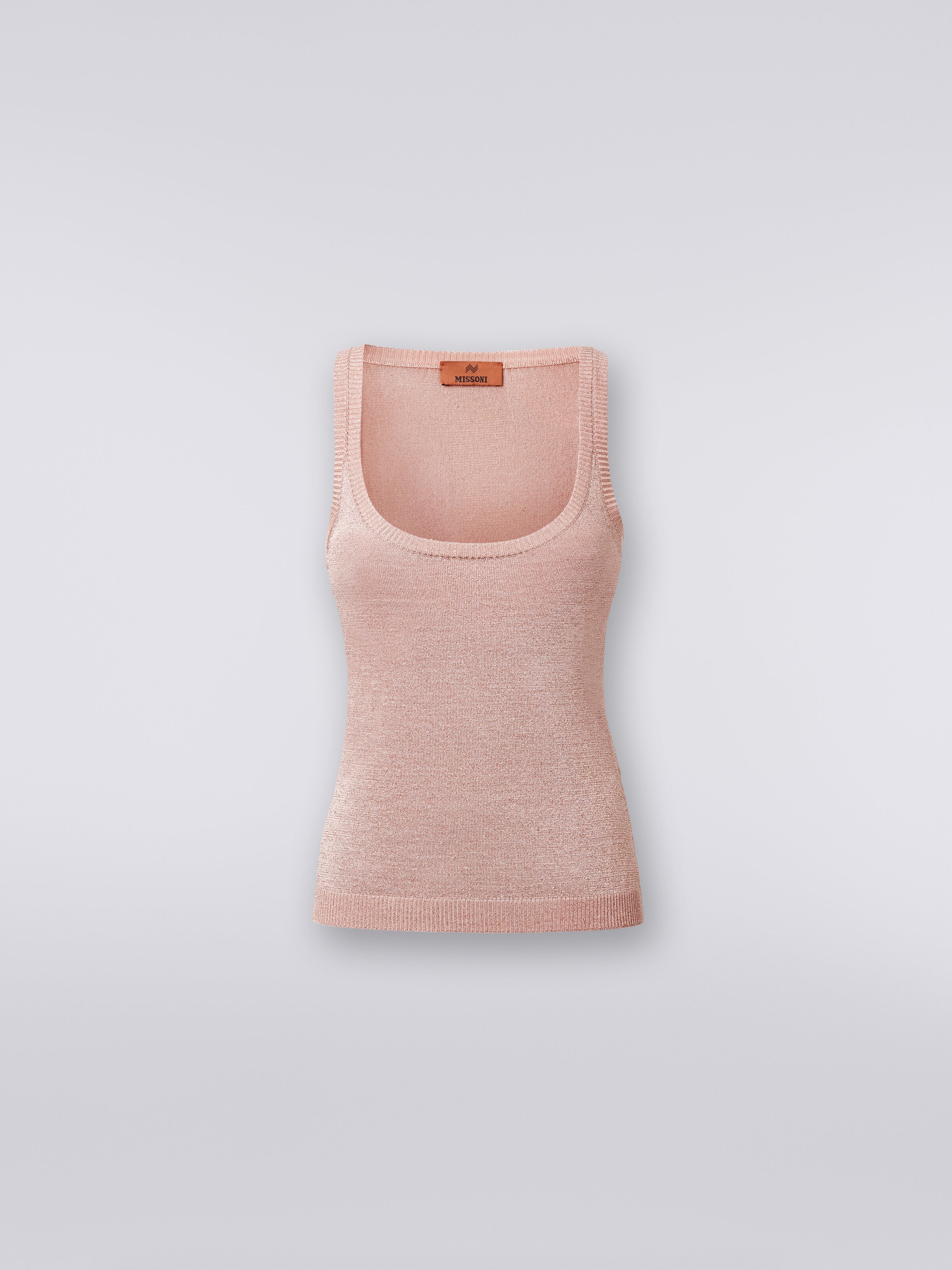Tank top in viscose blend with lurex, Pink   - 0