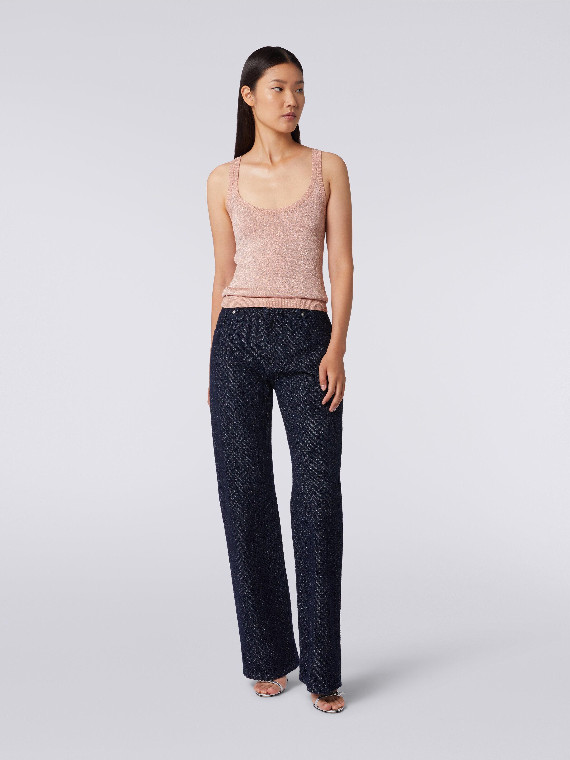 Tank top in viscose blend with lurex, Pink   - 1