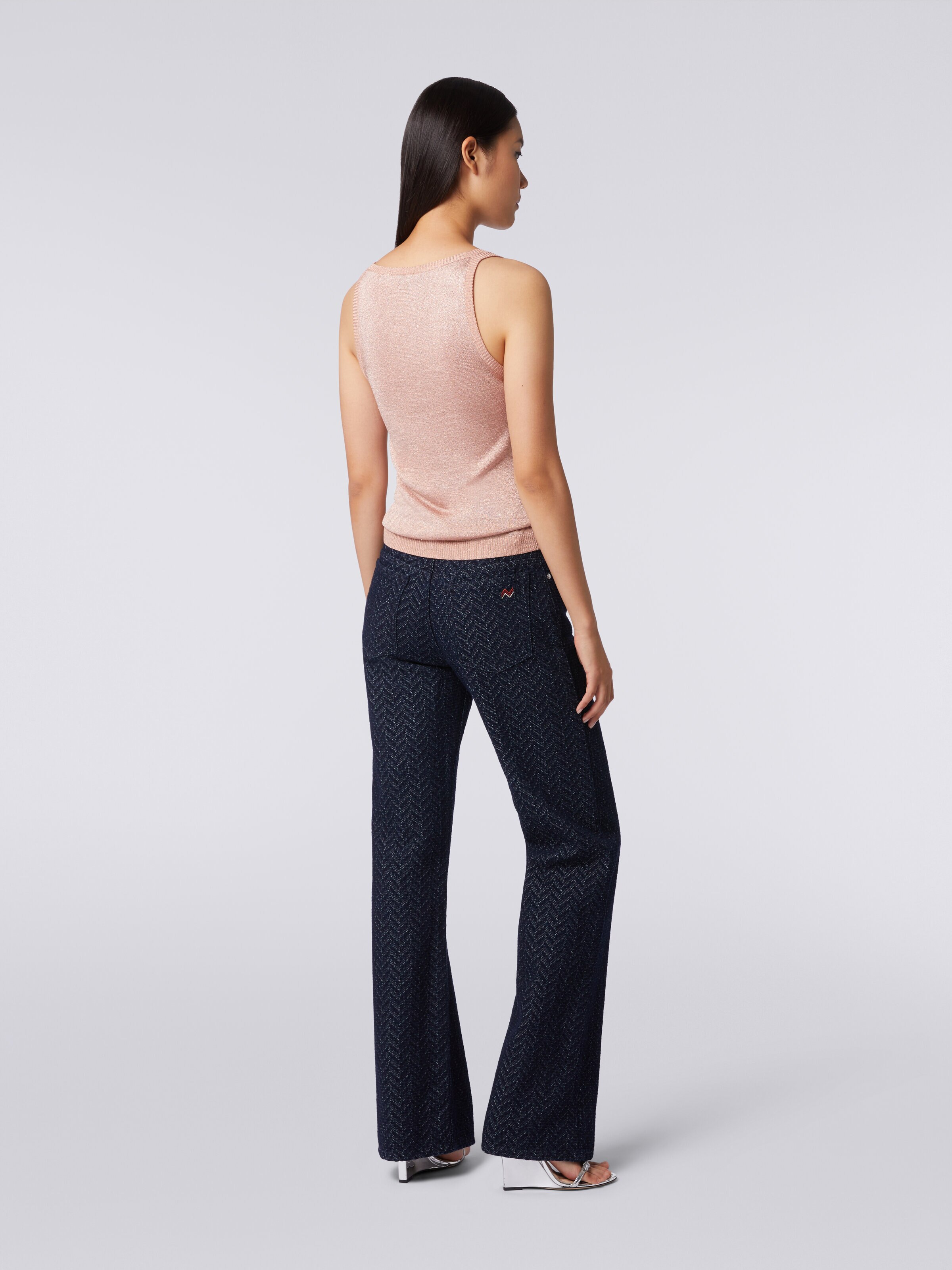 Tank top in viscose blend with lurex, Pink   - 3